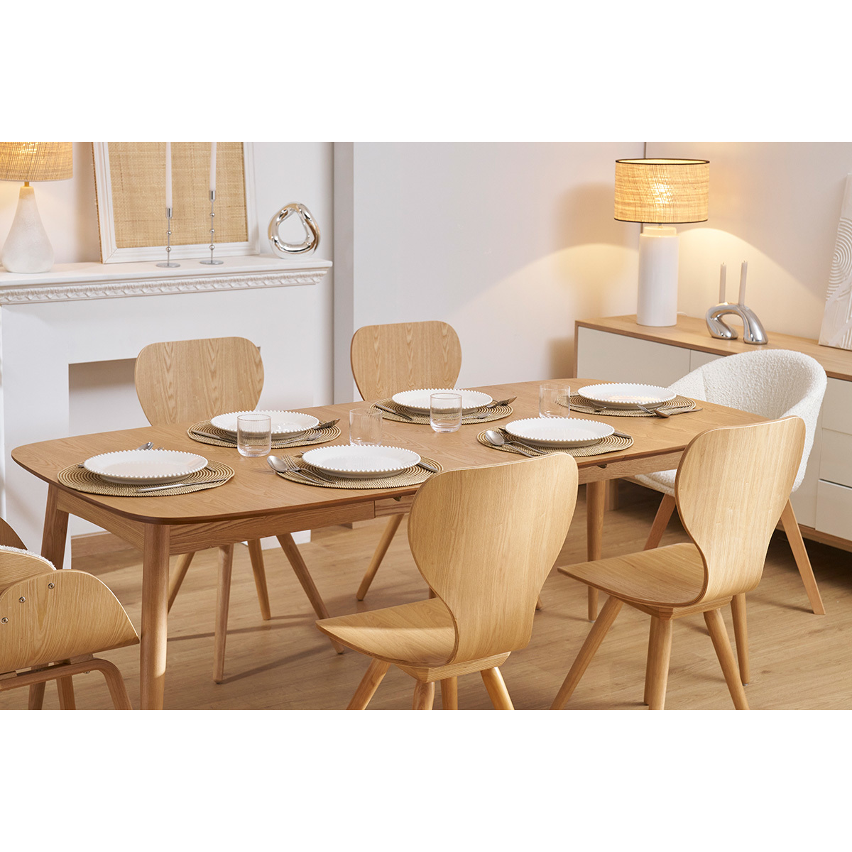 Table à manger extensible frêne L130-190 cm NORDECO frêne, MILIBOO