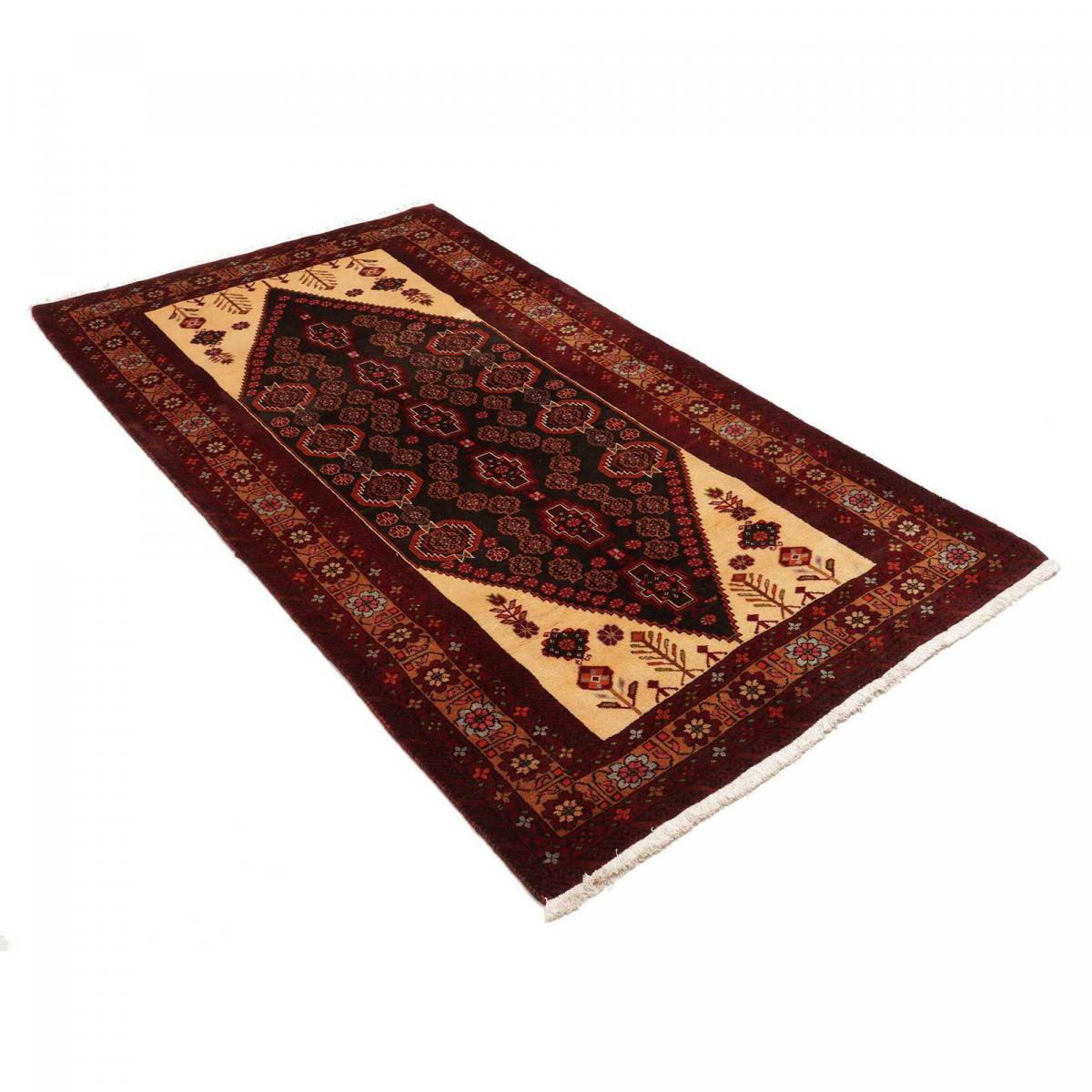 Tapis d'orient au motif oriental, noué à la main, BALUTSCH 6 bordeaux, beige, noir, UN AMOUR DE TAPIS