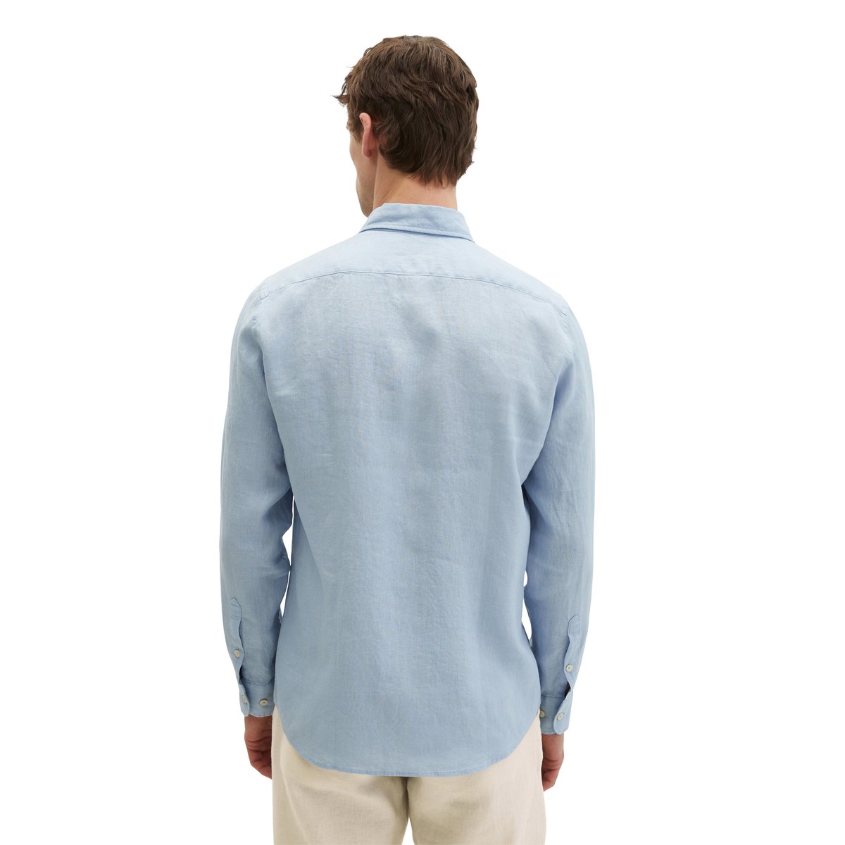 Chemise à col boutonné shaped en pur lin bleu clair, MARC O'POLO