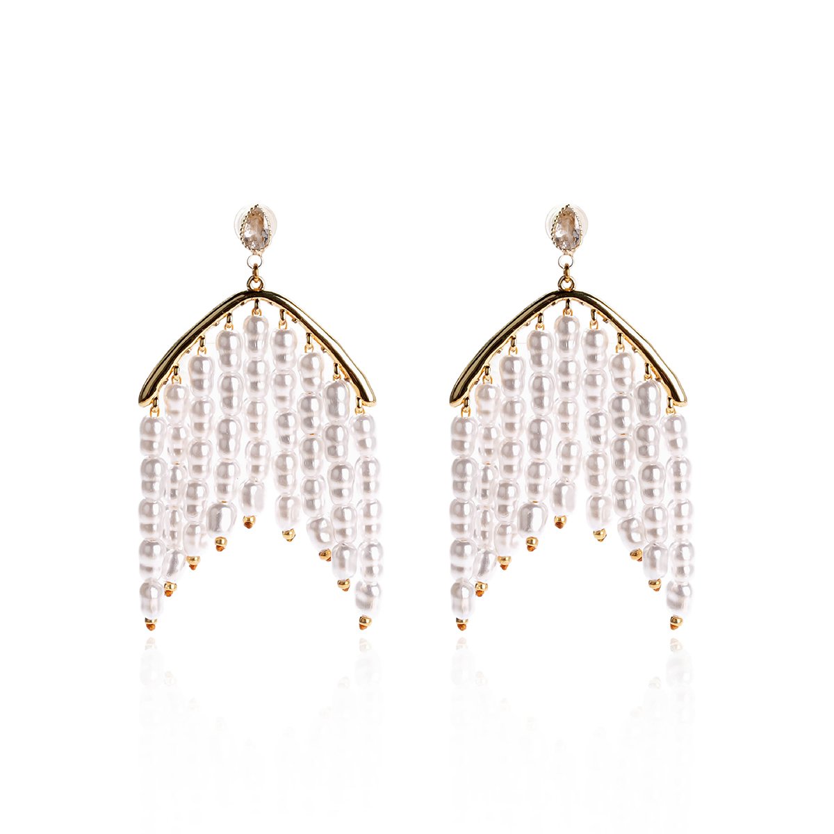 Boucles d'oreilles pendantes chaînes de perles EDORI blanc, HIPANEMA