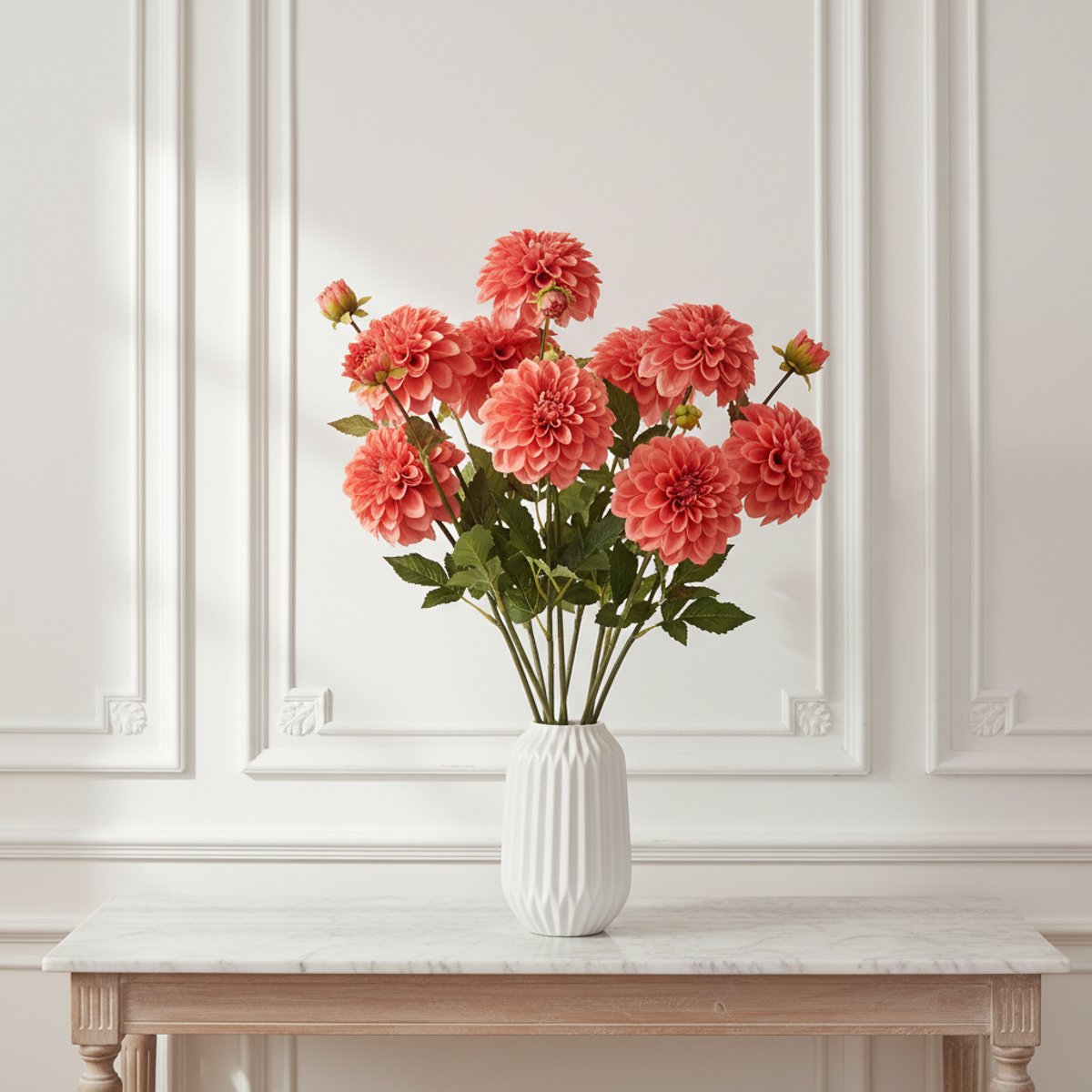Tige de dahlia artificielle H48 orange, SIA DECO