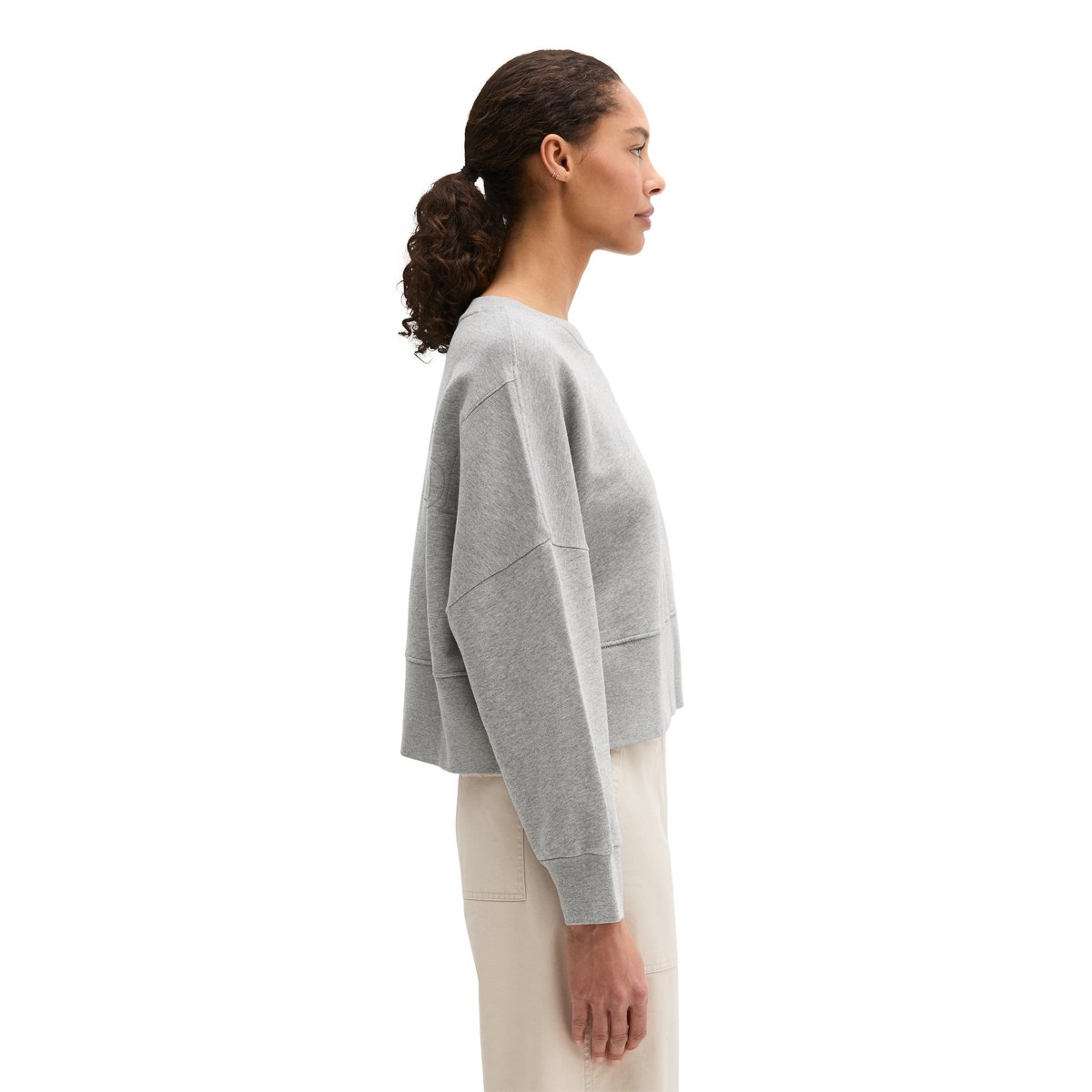 Sweat-shirt relaxed en pur coton bio gris, MARC O'POLO