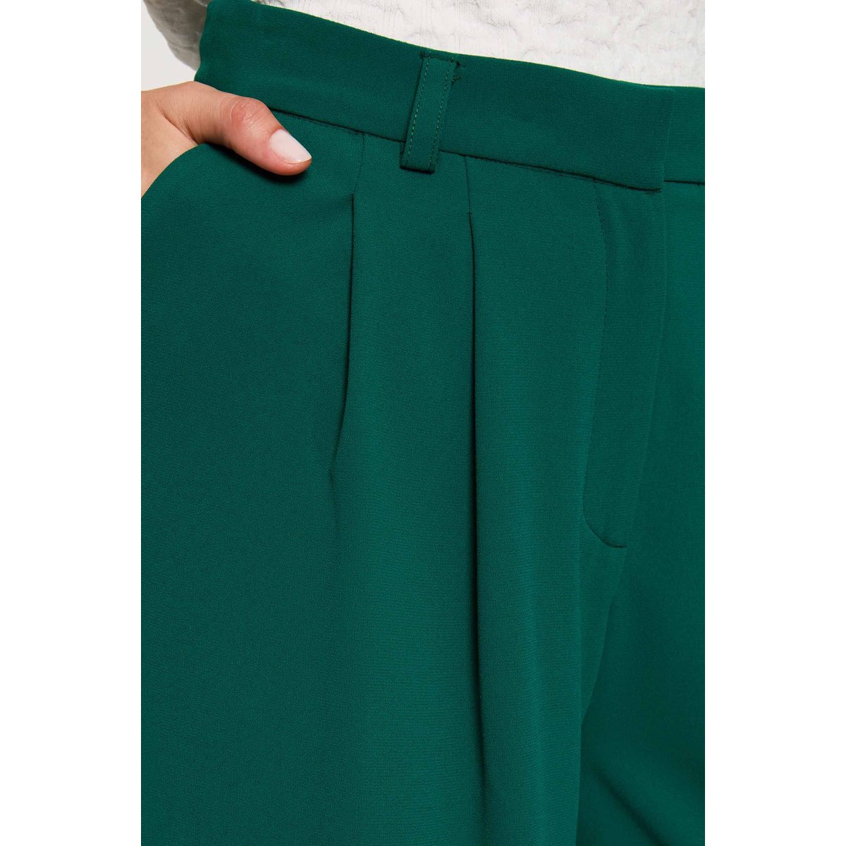Pantalon large taille haute vert, MORGAN