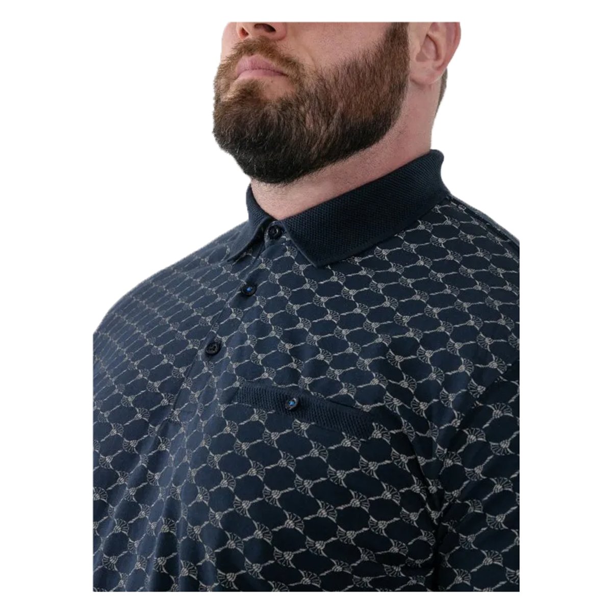 Polo manches courtes motif/style imprimé intégral SAUNDERS bleu marine, DUKE
