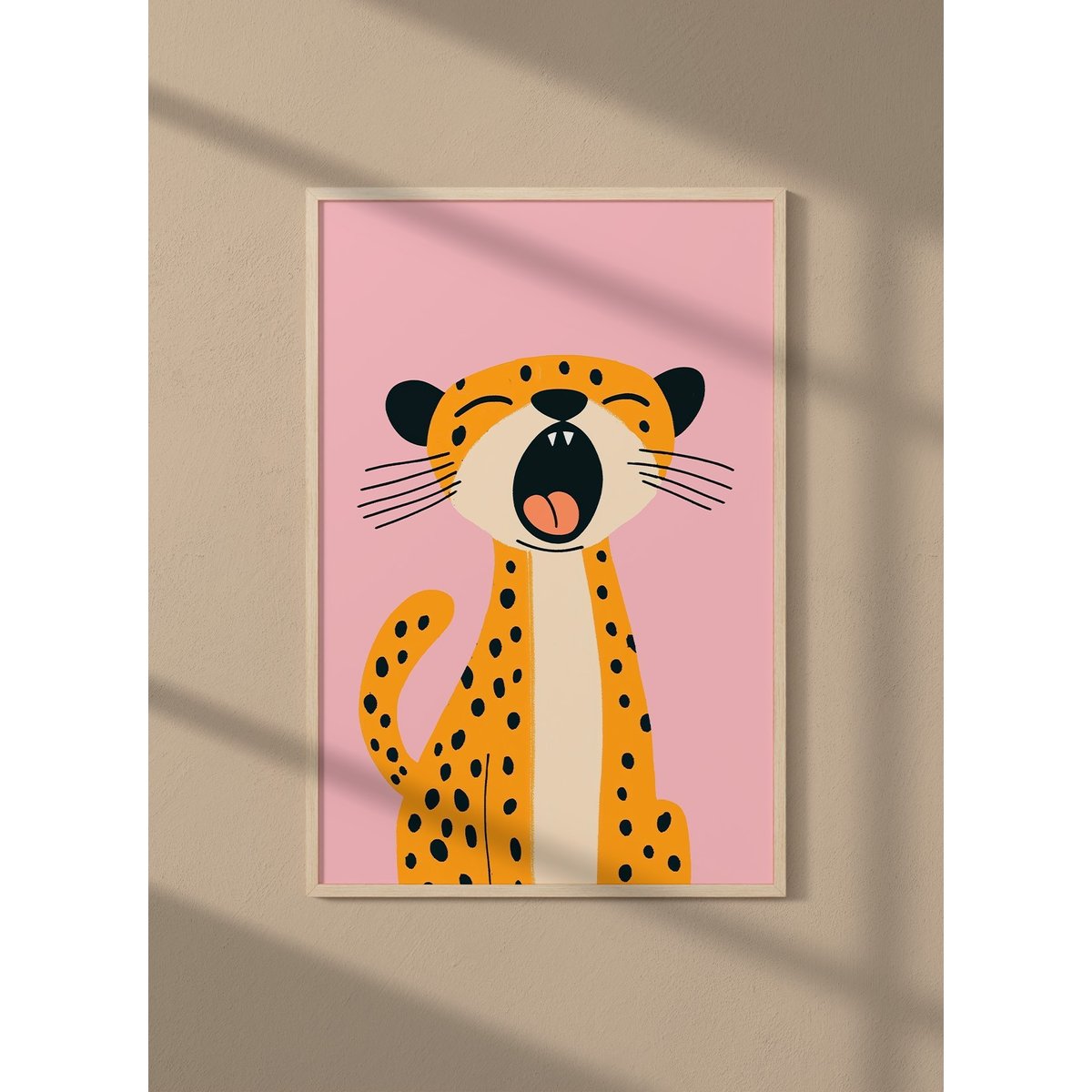 Affiche Guépard qui baille 2 blanc, L'AFFICHERIE