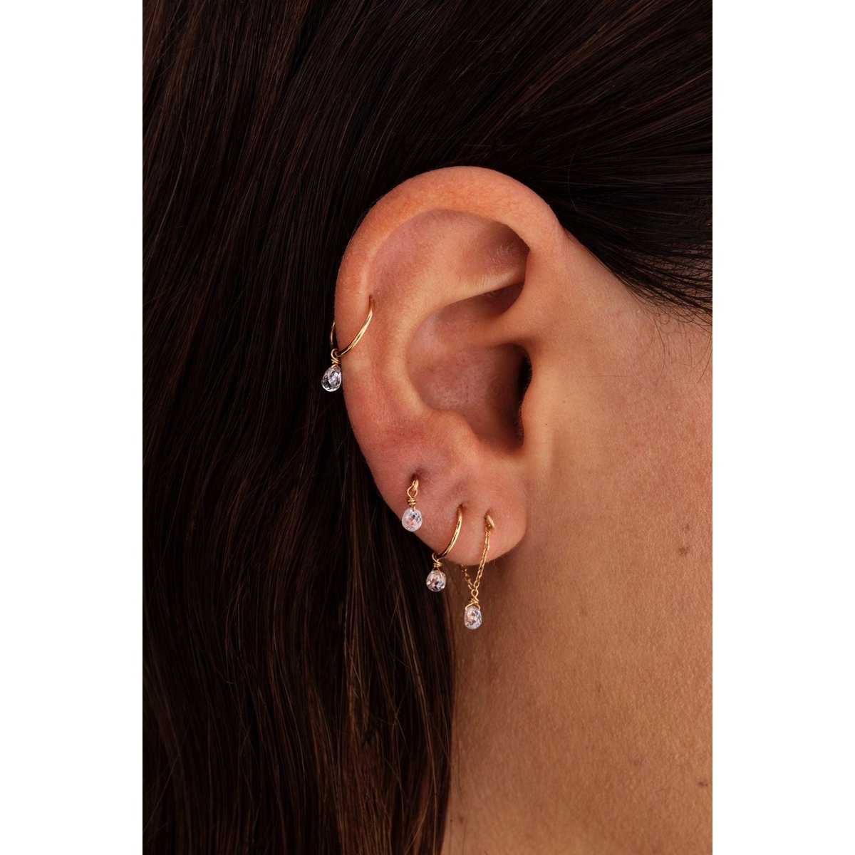 Puce pampille Mia - Or 750‰ Diamant blanc argent / tanzanite, YAY PARIS