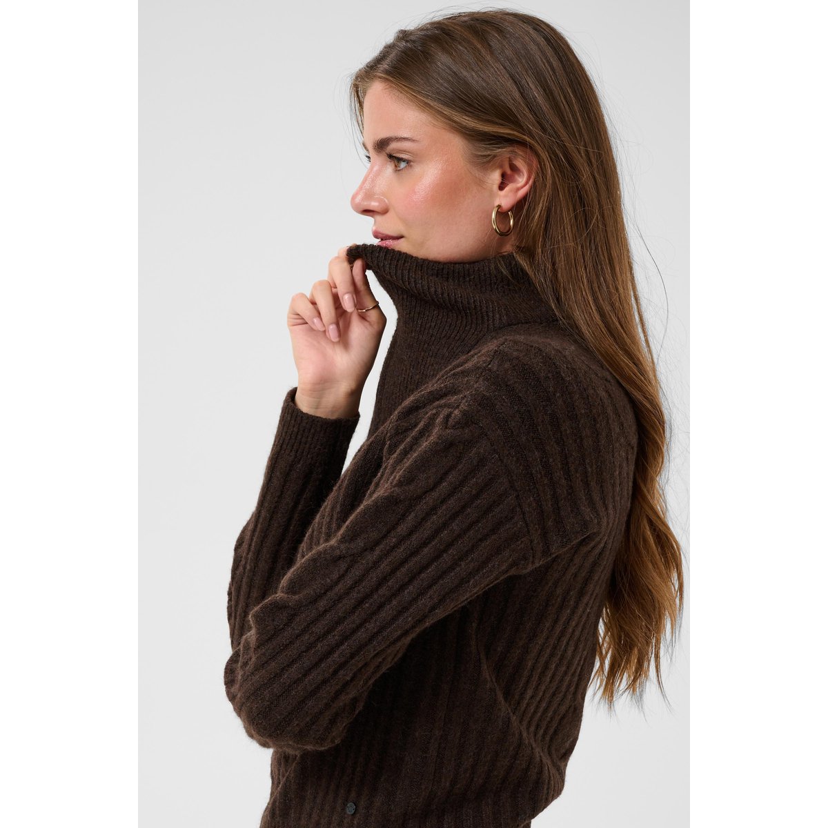 Pullover tricoté marron java, CREAM