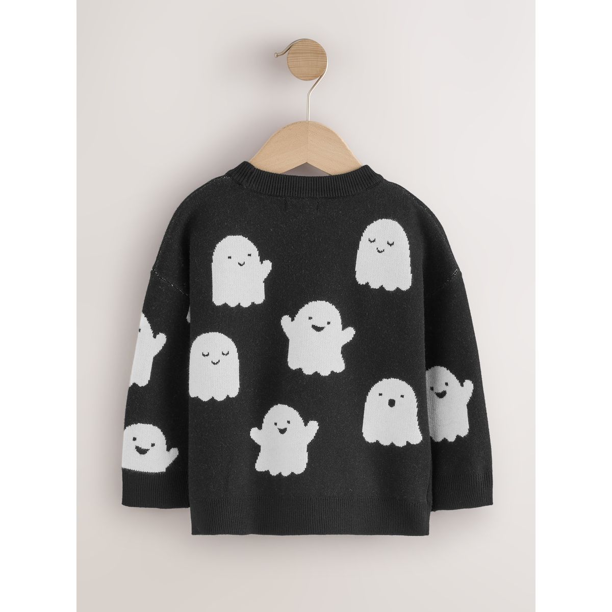 Pull ras du cou en maille halloween fantôme noir/blanc, NEXT