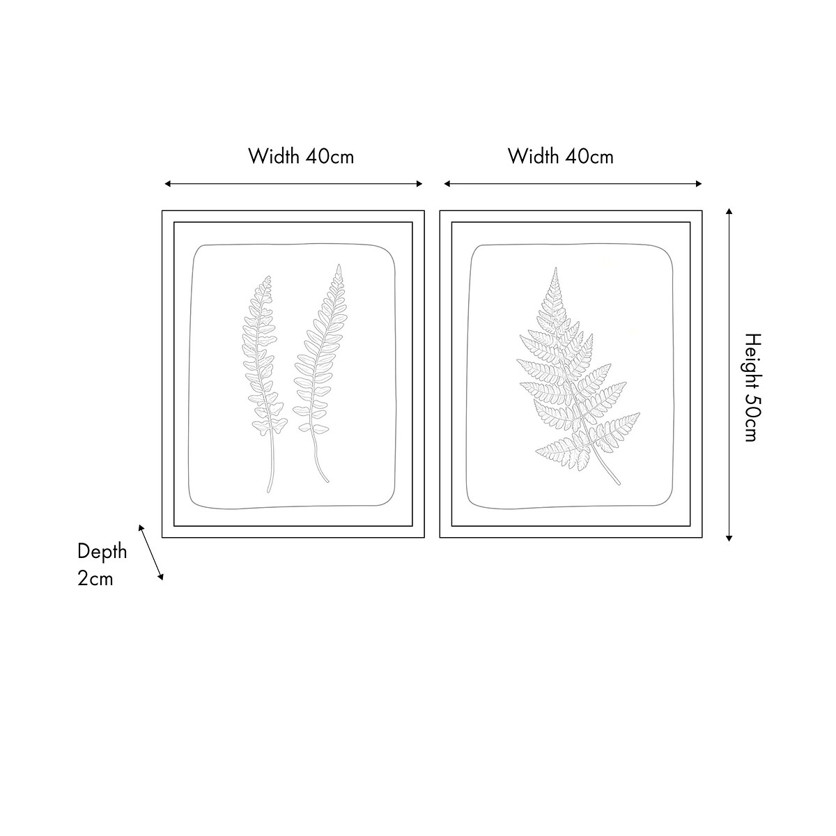 Set of 2 Green and Natural Fern Canvas Wall Art with Natural Frames green, ÉDITÉ