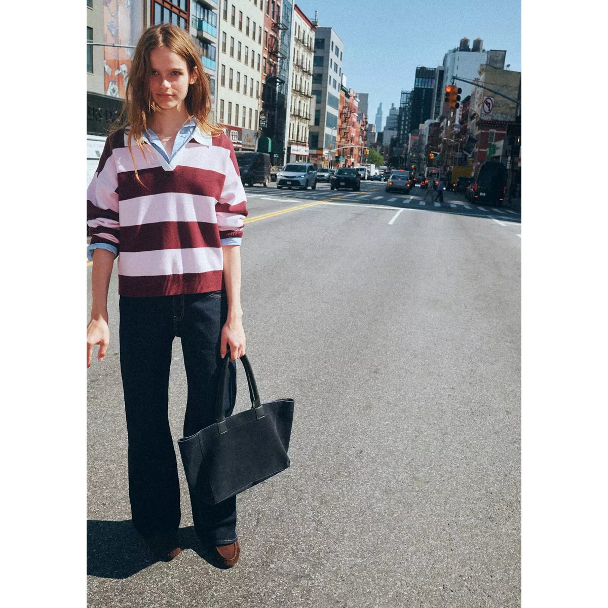 Sac 100 % cuir suédé bleu marine, MANGO TEEN