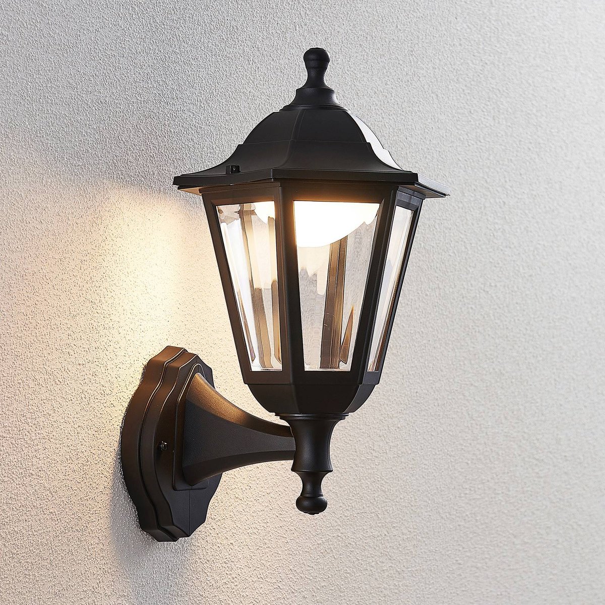 Applique extérieure antiqueLED, Iavo noir (ral 9005), transparent, LINDBY