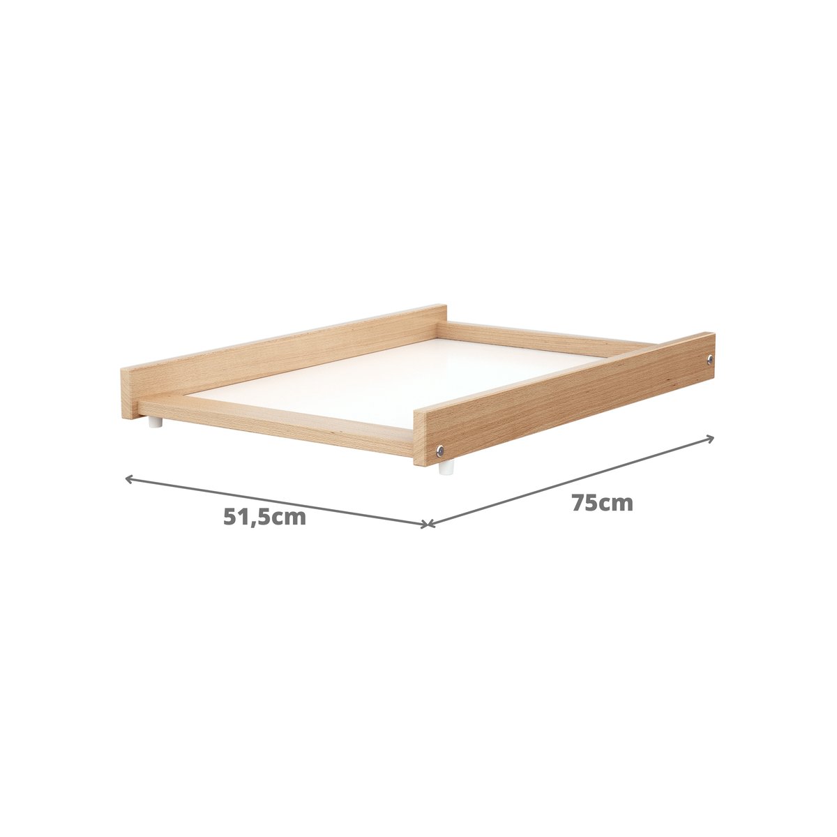 Plan à langer amovible pour lit bébé en bois Mona hêtre verni, WEBABY