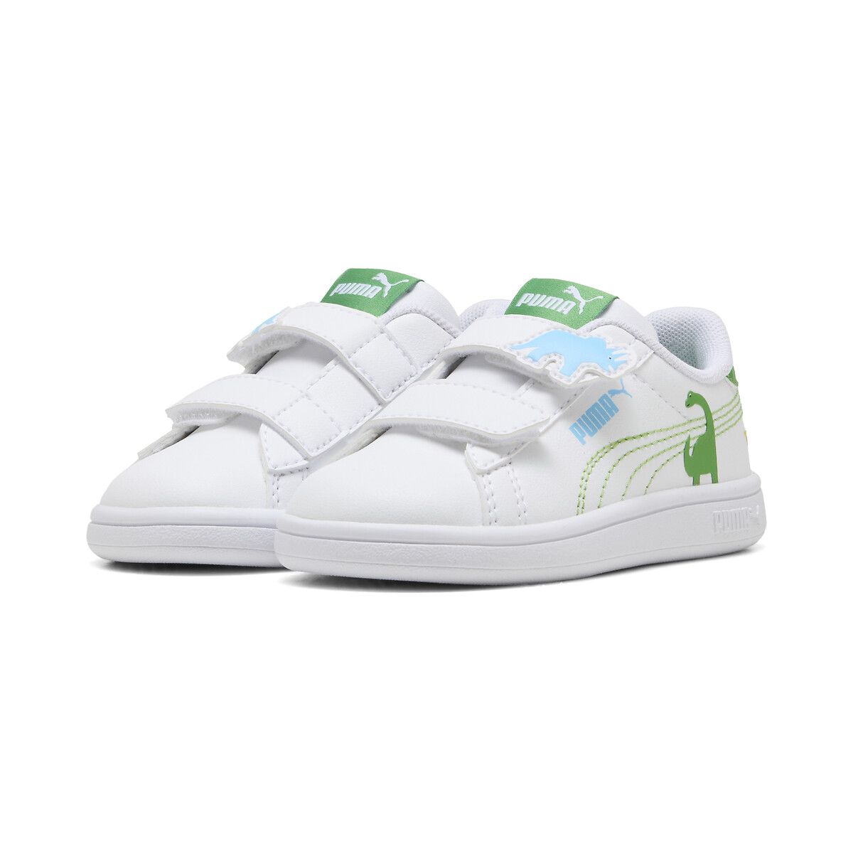 Zapatillas con velcro SMASH 3.0 DINO V blanco/verde , PUMA