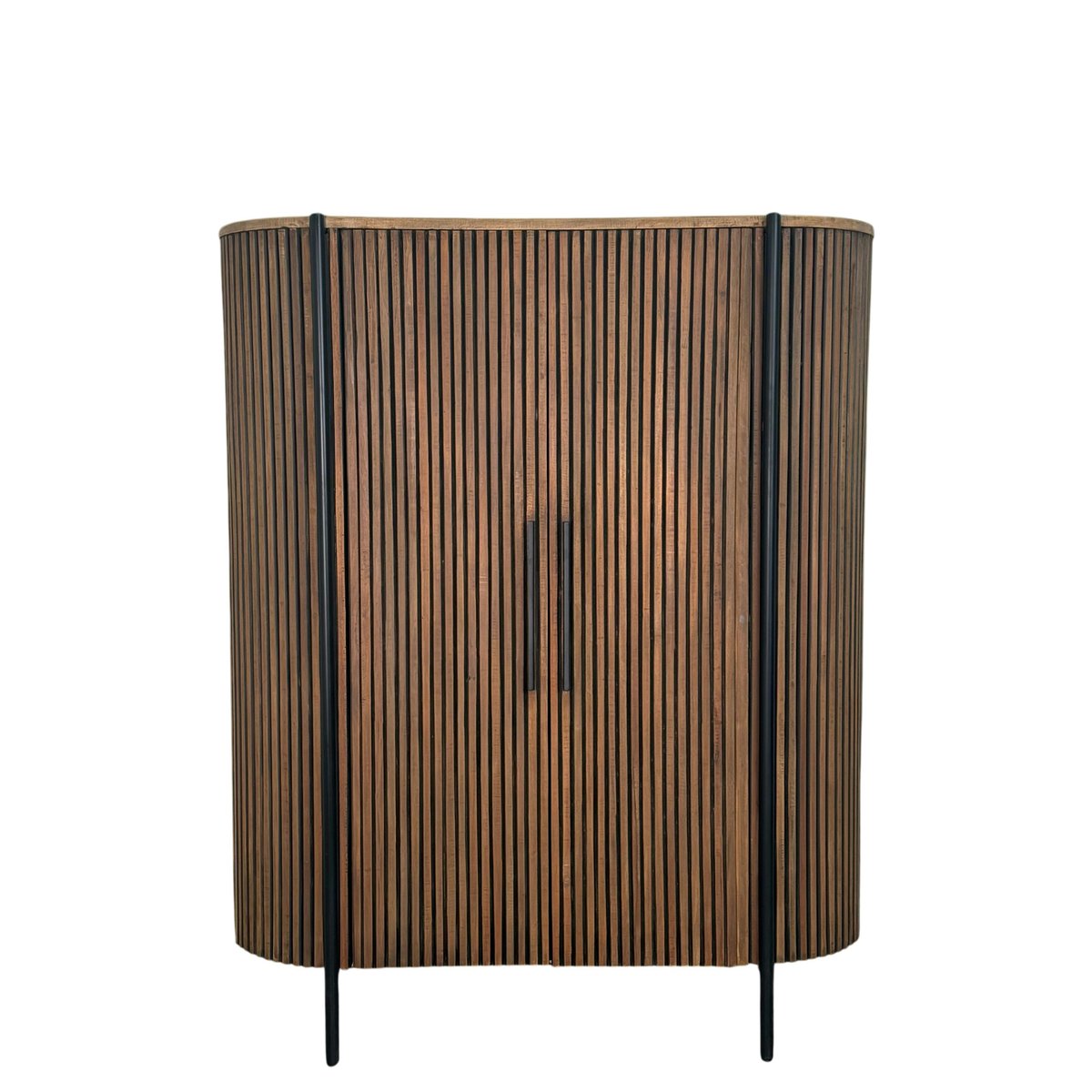 Buffet haut 2 portes côtés arrondis bois naturel TRANI bois naturel, PIER IMPORT