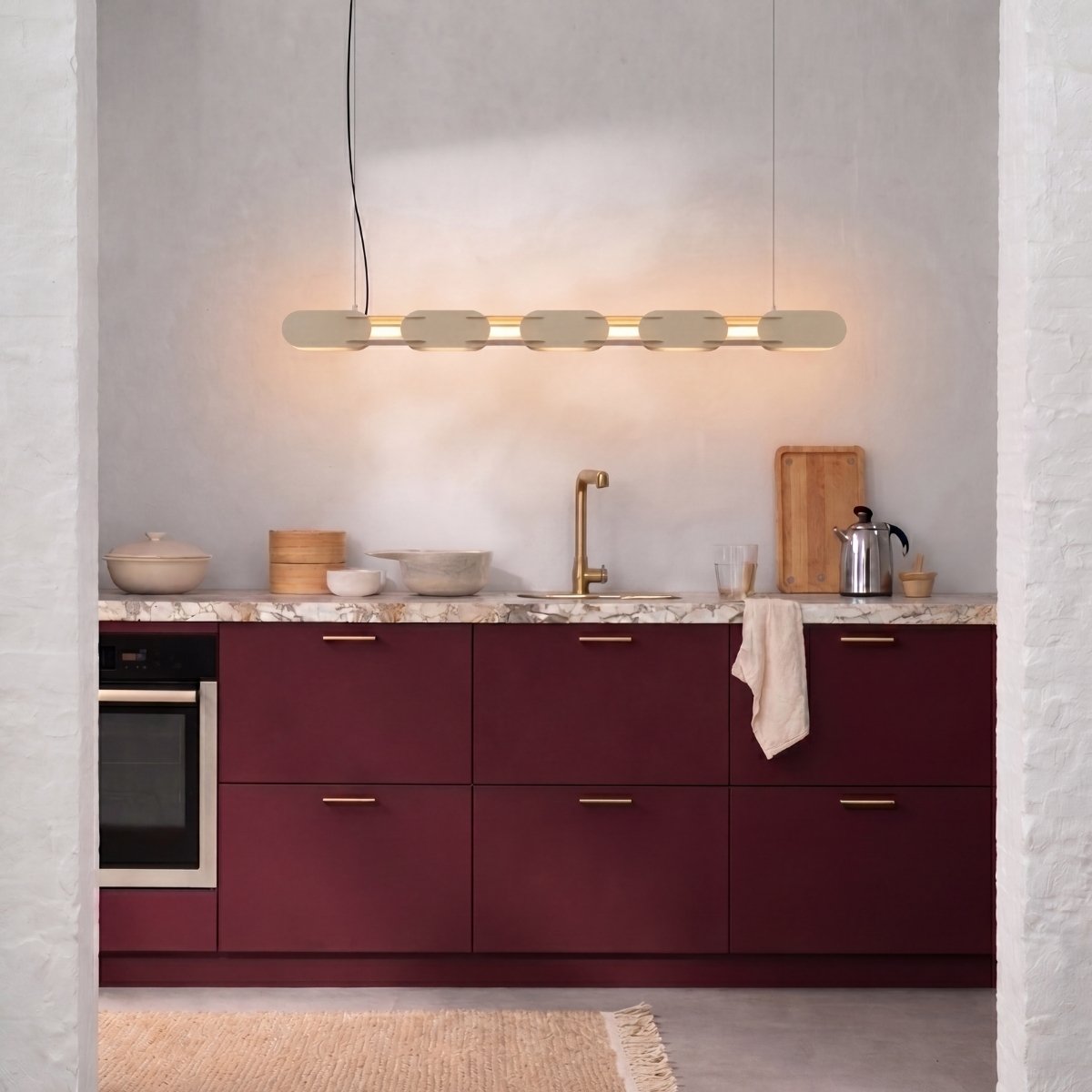 Suspension Acier Beige LED 1 Chain beige, EDEN