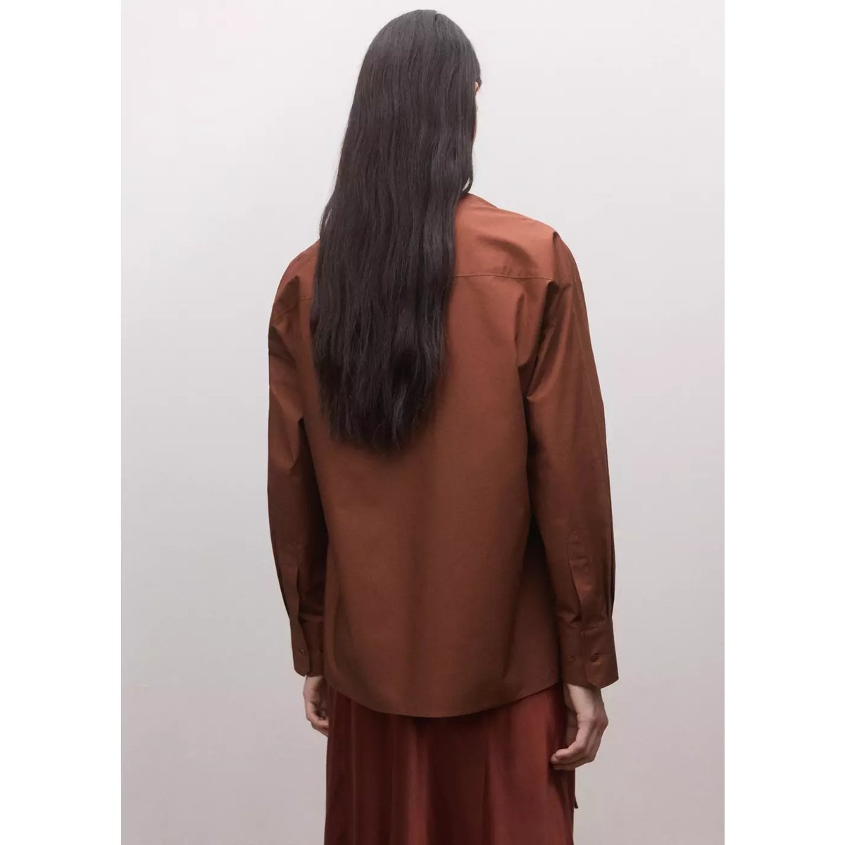 Chemise coton cache-cœur rouge-orangé, MANGO