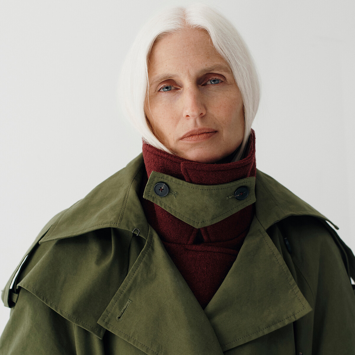 2 in 1 Trench Coat with Belt and Button Fastening khaki green, La Redoute Collections x Christine Phung