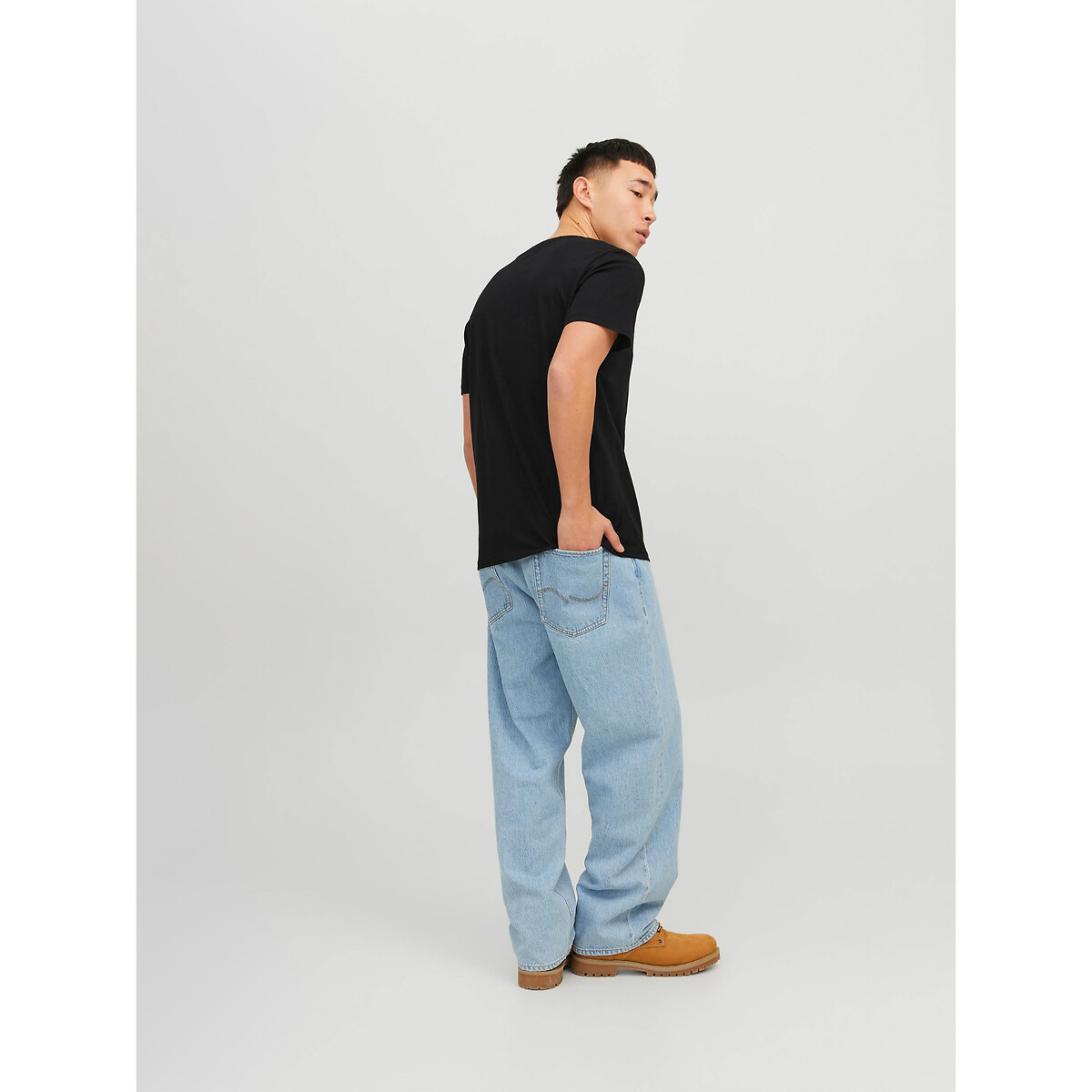 T-shirt col rond manches courtes noir, JACK & JONES
