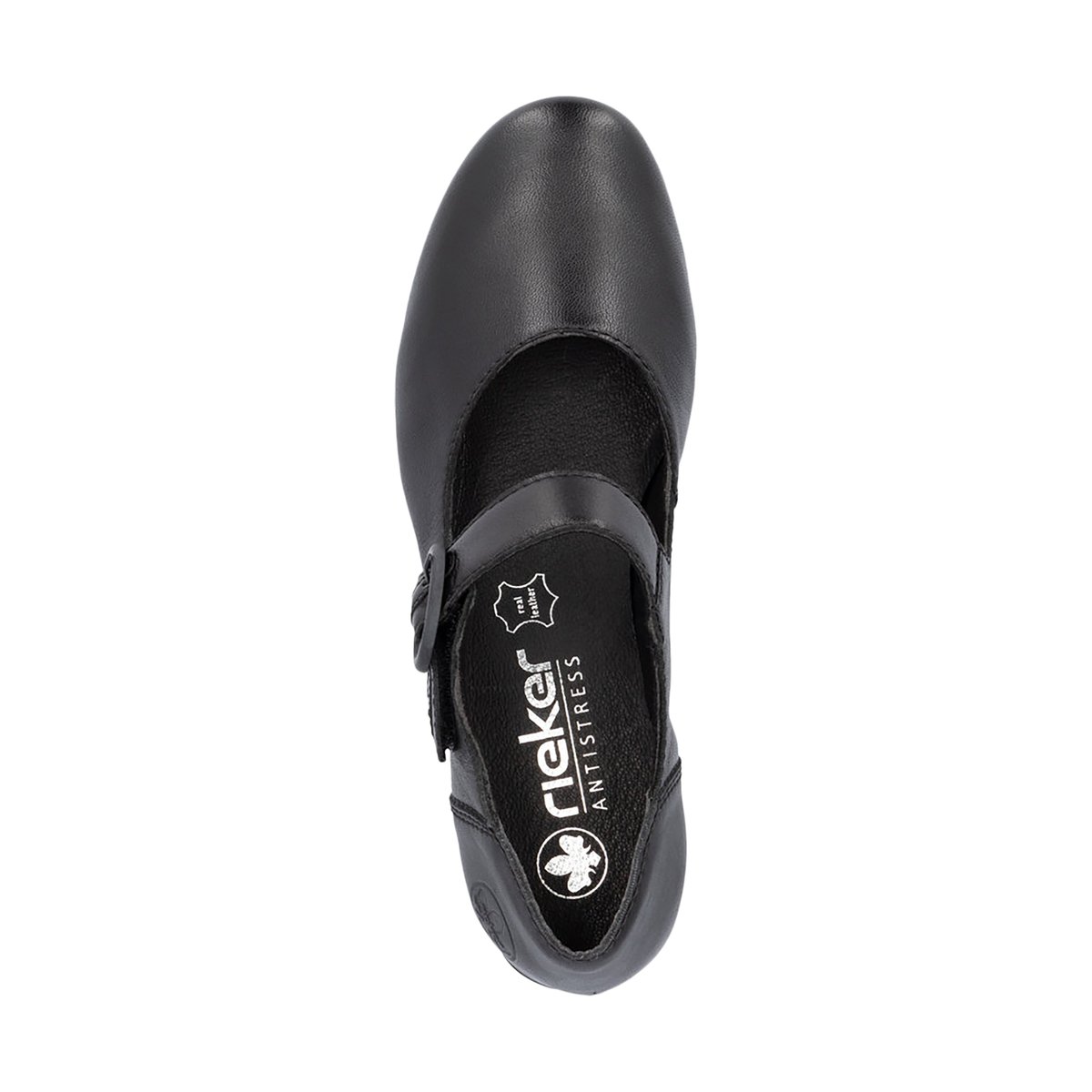 Escarpin cuir talon décroché bas noires, RIEKER