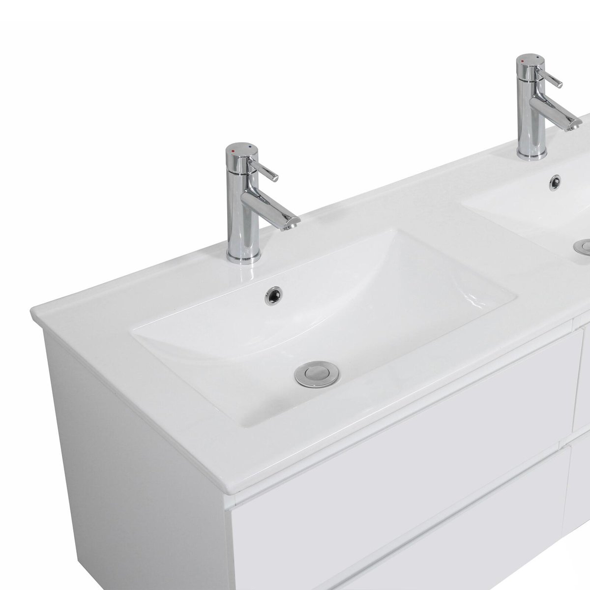 Meuble double vasque suspendu avec plan céramique 120cm SORRENTO blanc brillant, MOB IN