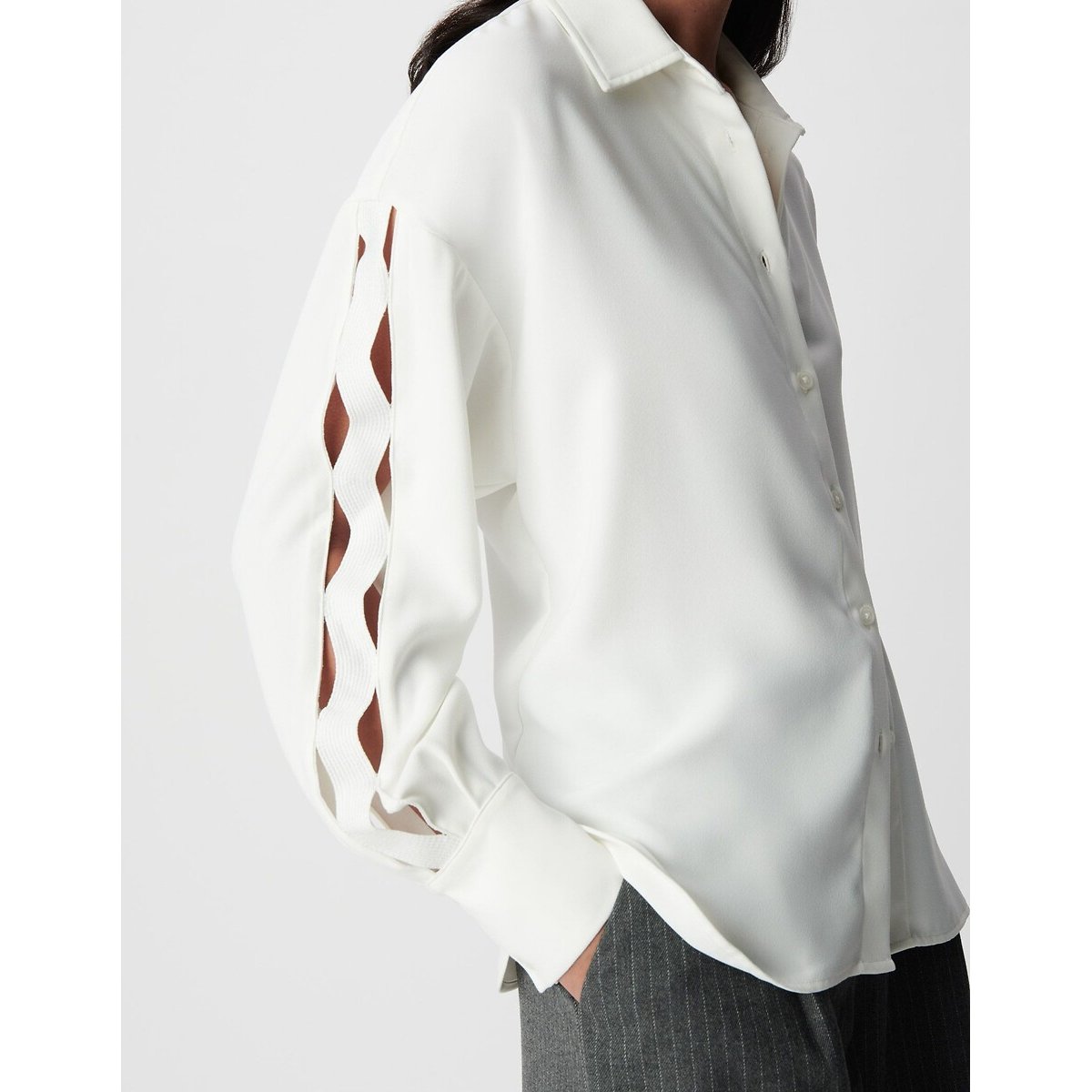 Camicia traforata a maniche lunghe ecru , IKKS