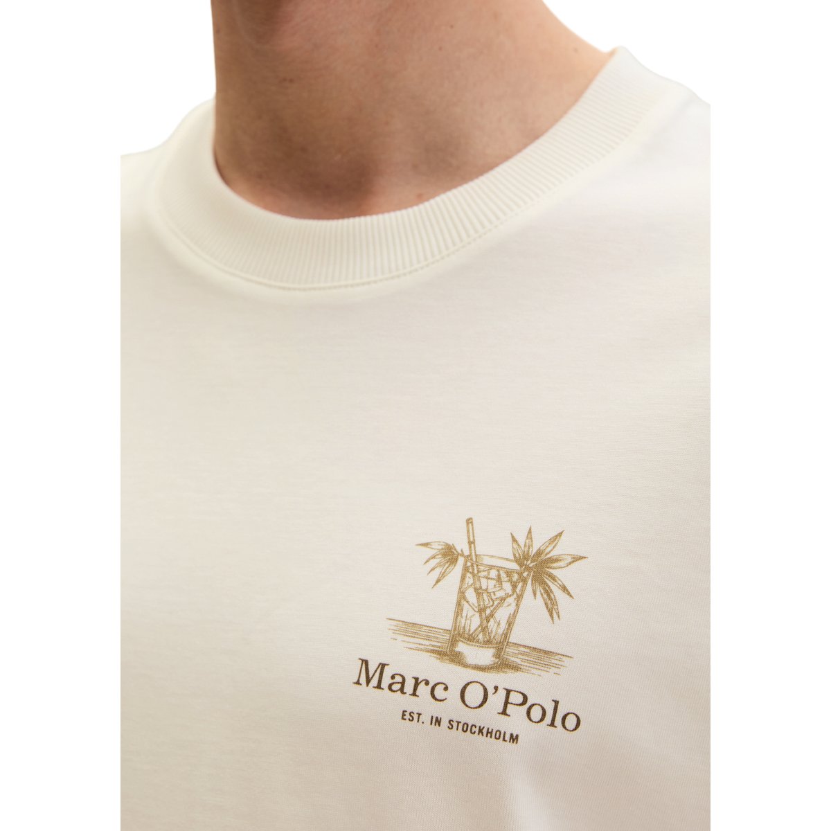 T-shirt relaxed avec imprimé saisonnier au dos blanc naturel, MARC O'POLO