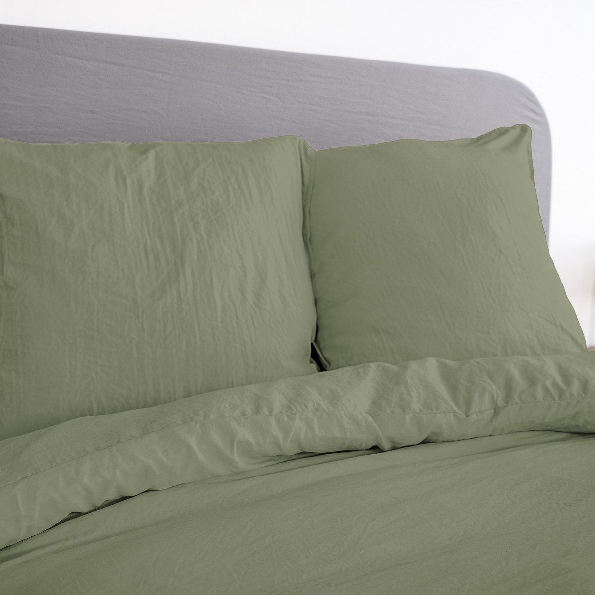 Parure de lit - housse de couette avec taies en polyester olive, EDEN