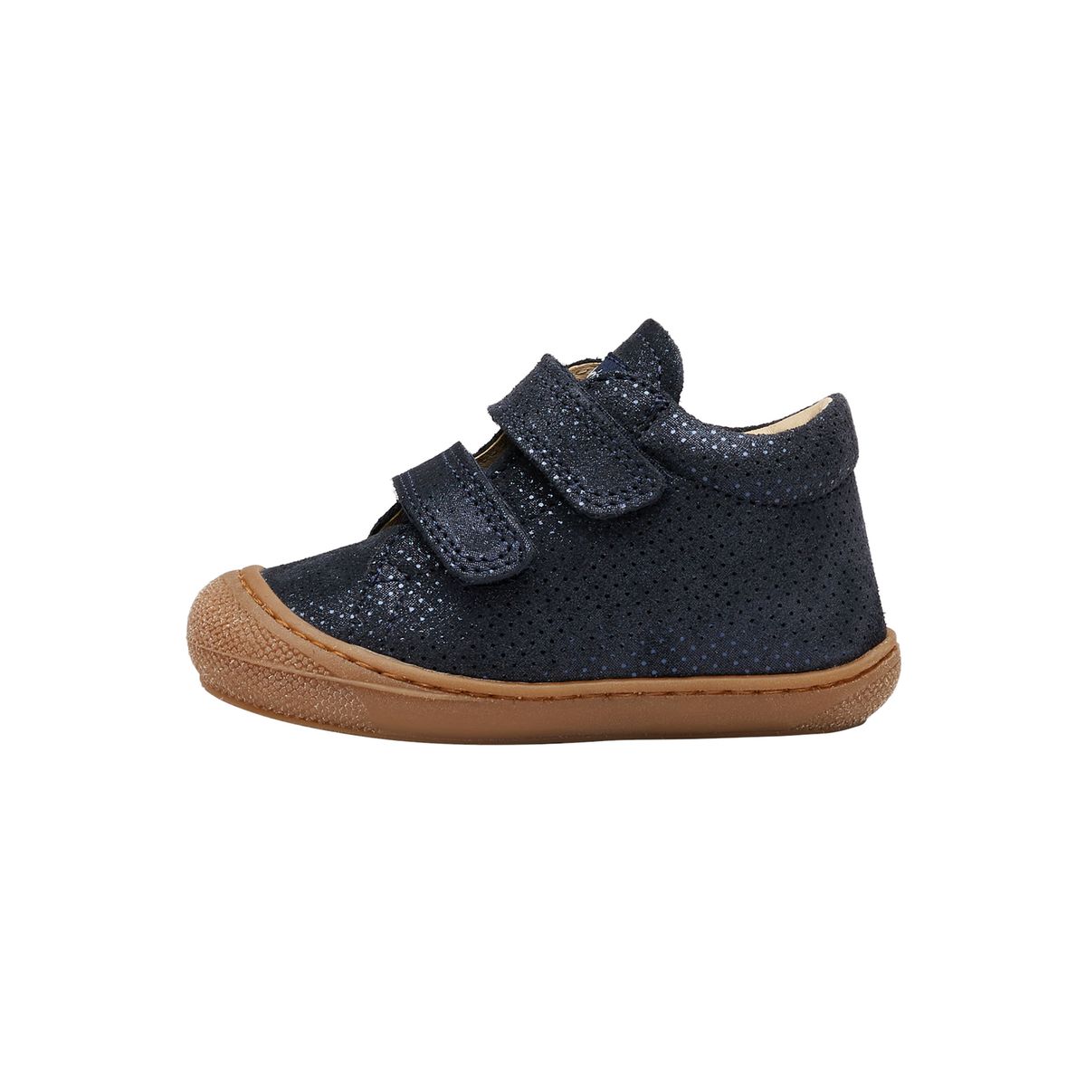 Chaussons premiers pas en suède pailleté COCOON VL marine, NATURINO