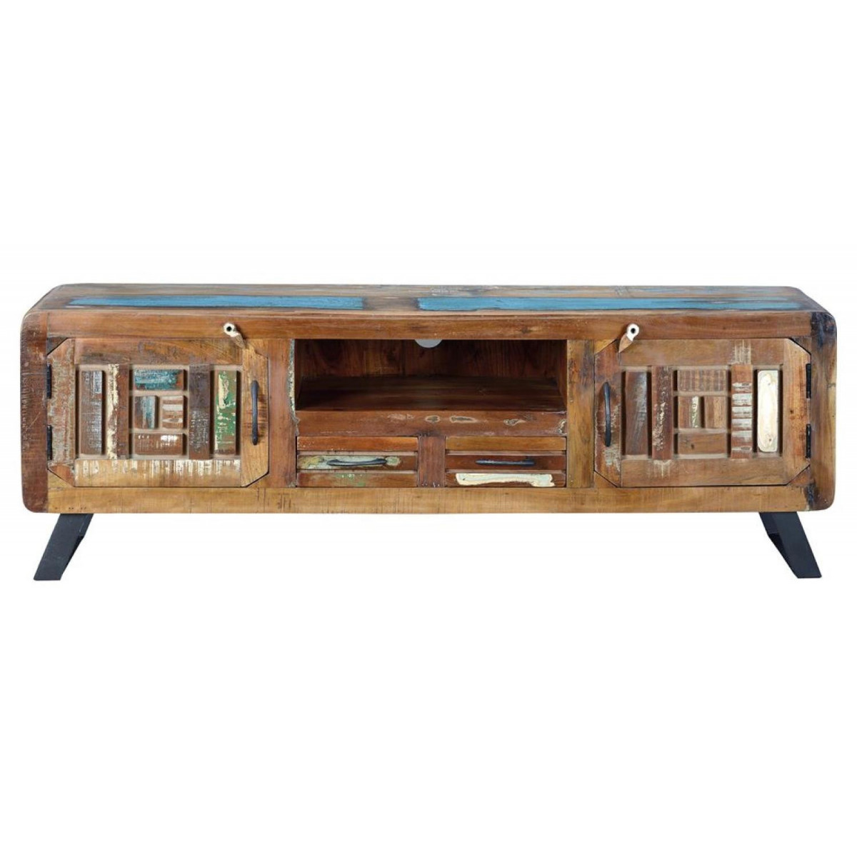 Meuble tv 2 tiroirs - CALYPSO marron, DECORATION D’AUTREFOIS