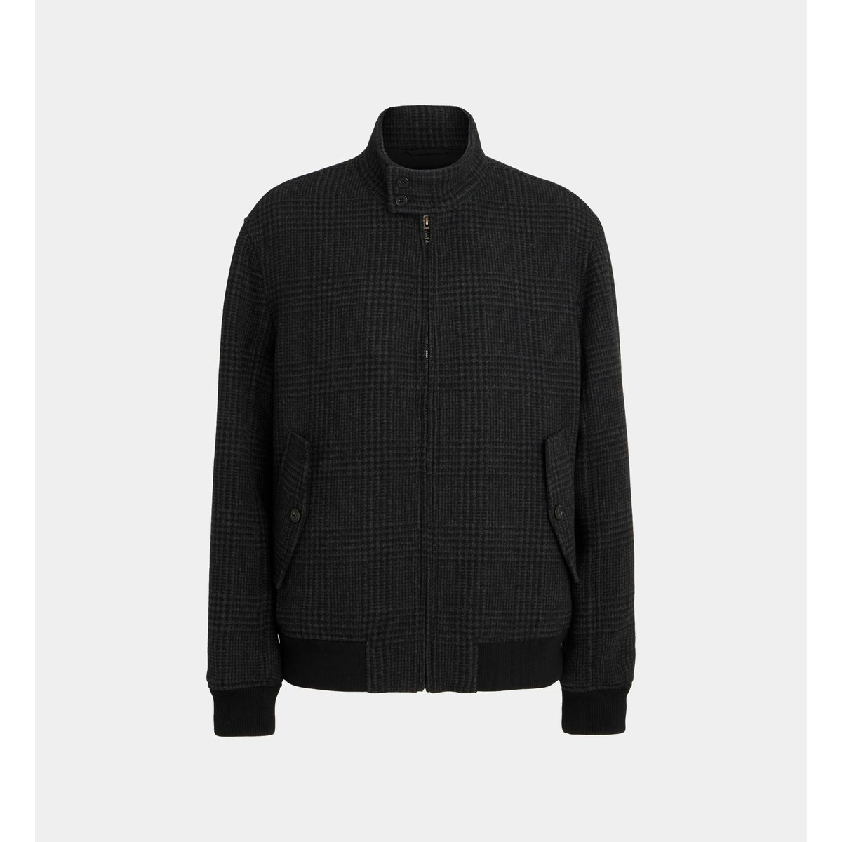 Blouson rariwool carreaux court en laine recyclée gris anthracite, GALERIES LAFAYETTE