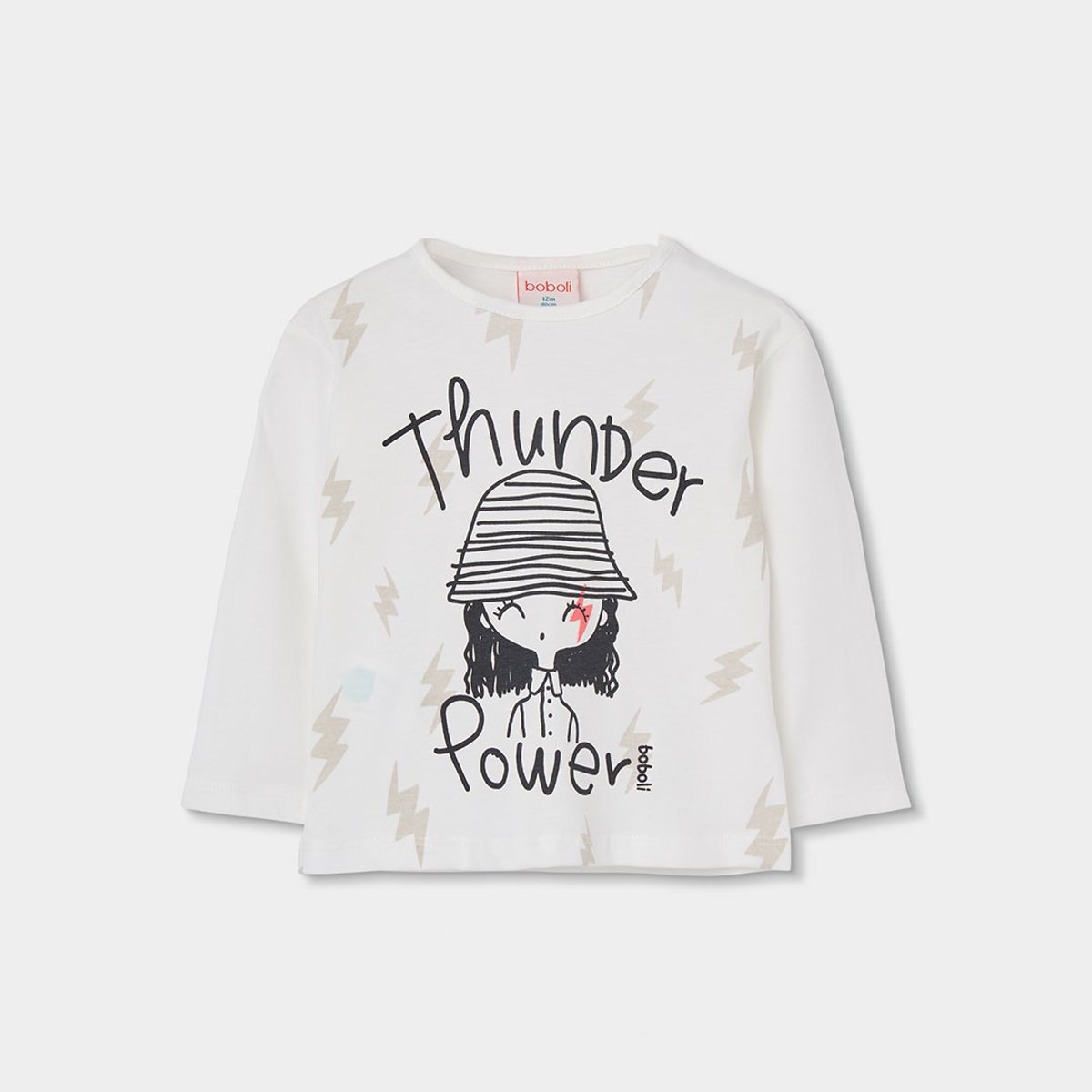 T-shirt en maille fille imprimé Thunder Power blanc, BOBOLI