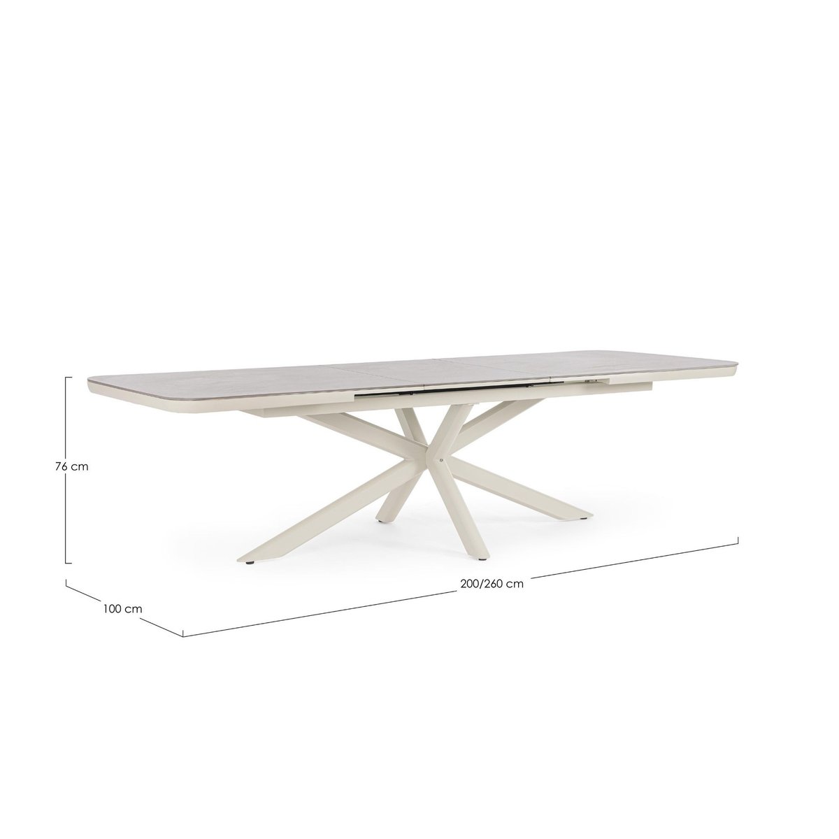 Table de jardin extensible pierre et métal L200/260 - RODAS gris cendré, HELLIN, DEPUIS 1862