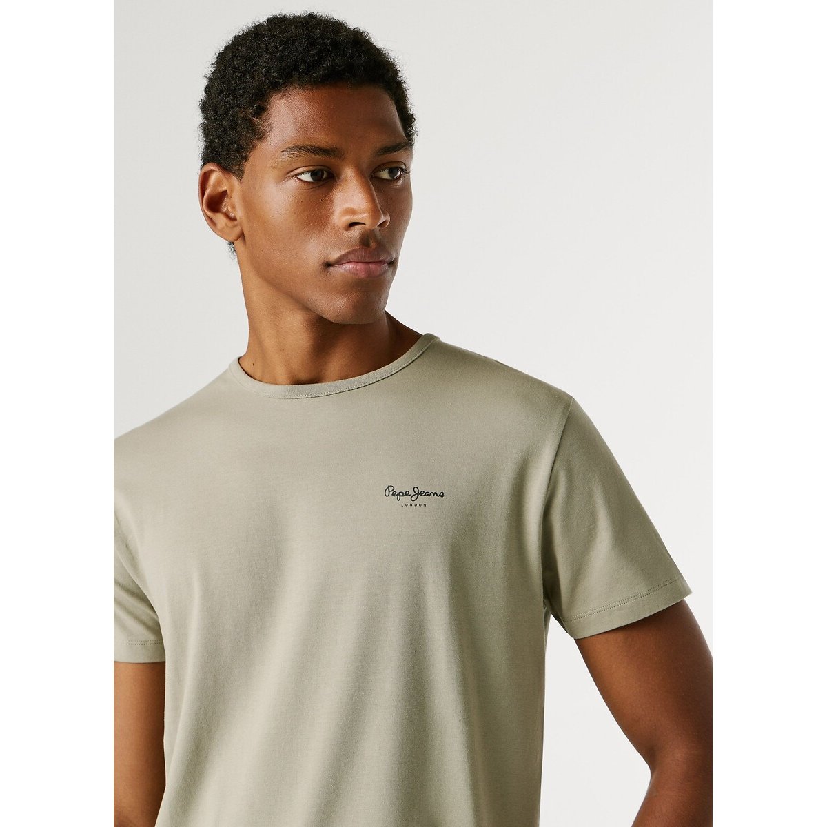Original Basic T-Shirt with Short Sleeves sage green, PEPE JEANS