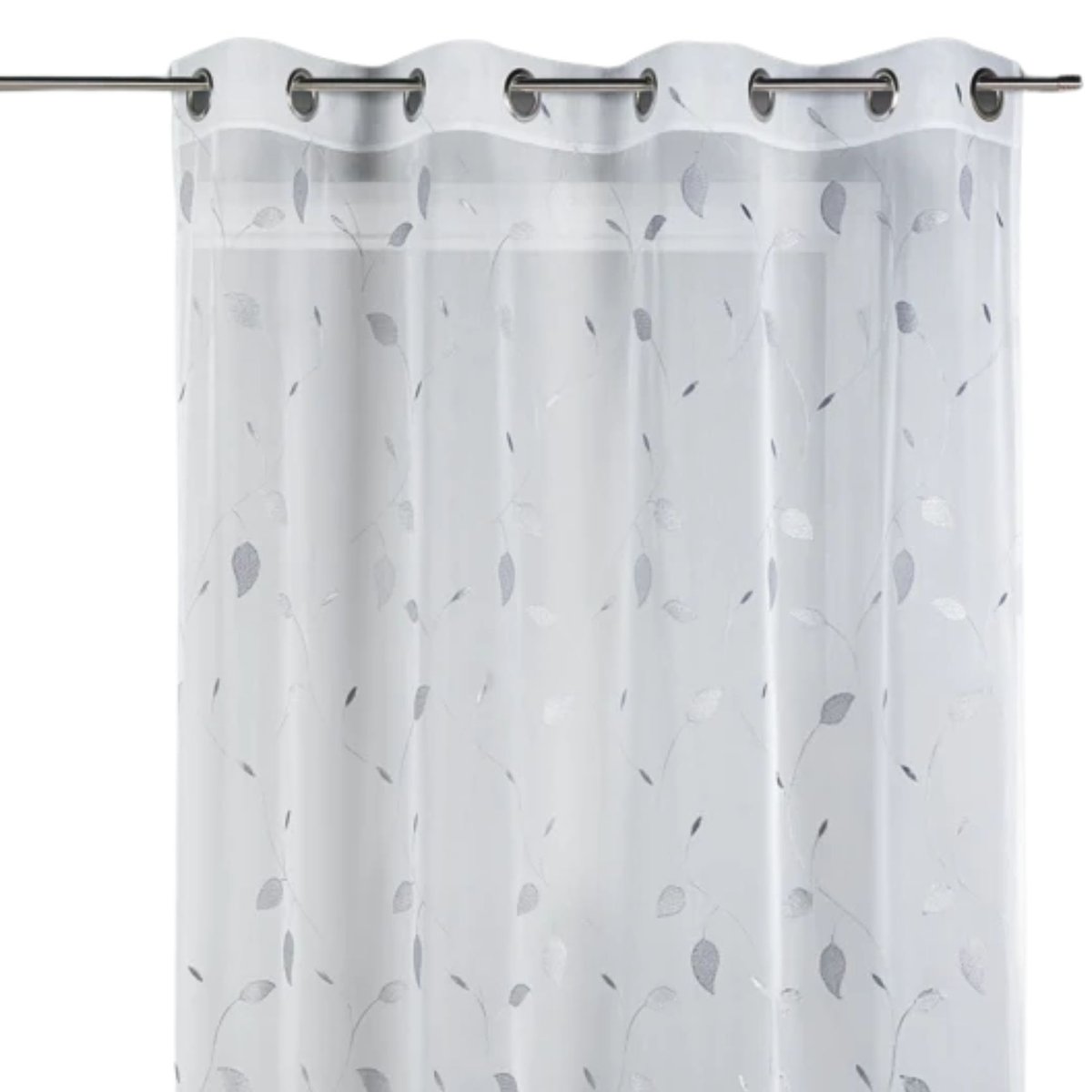 Voilage enfant motifs feuilles volantes gris clair, HOME MAISON