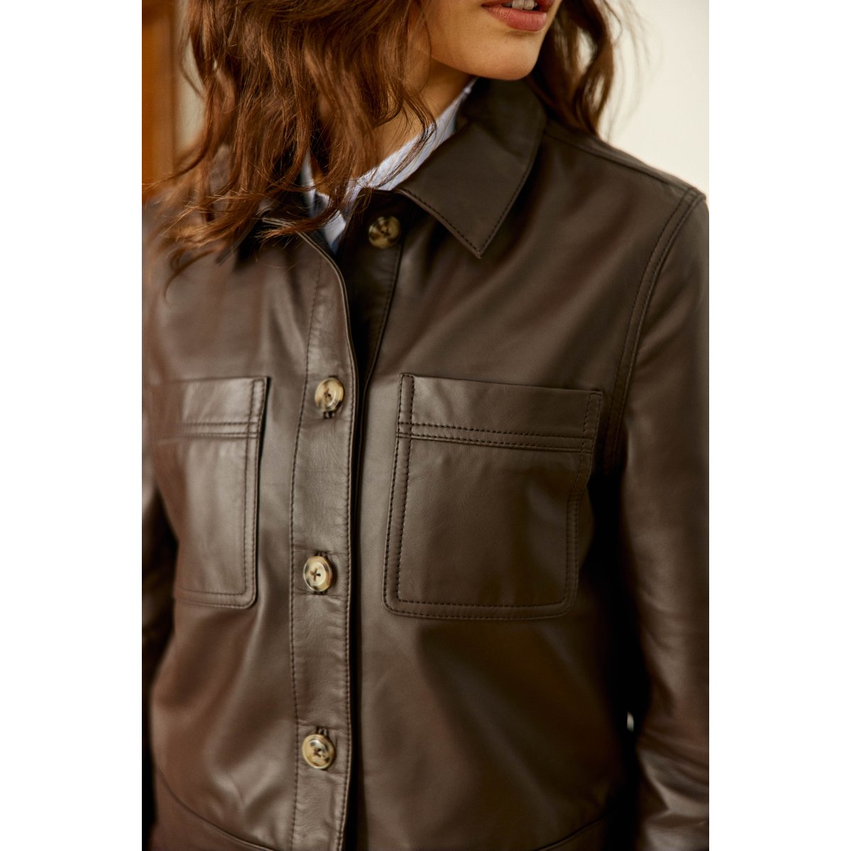 Veste col chemise uni VIRGINA 16-marron, LA PETITE ETOILE