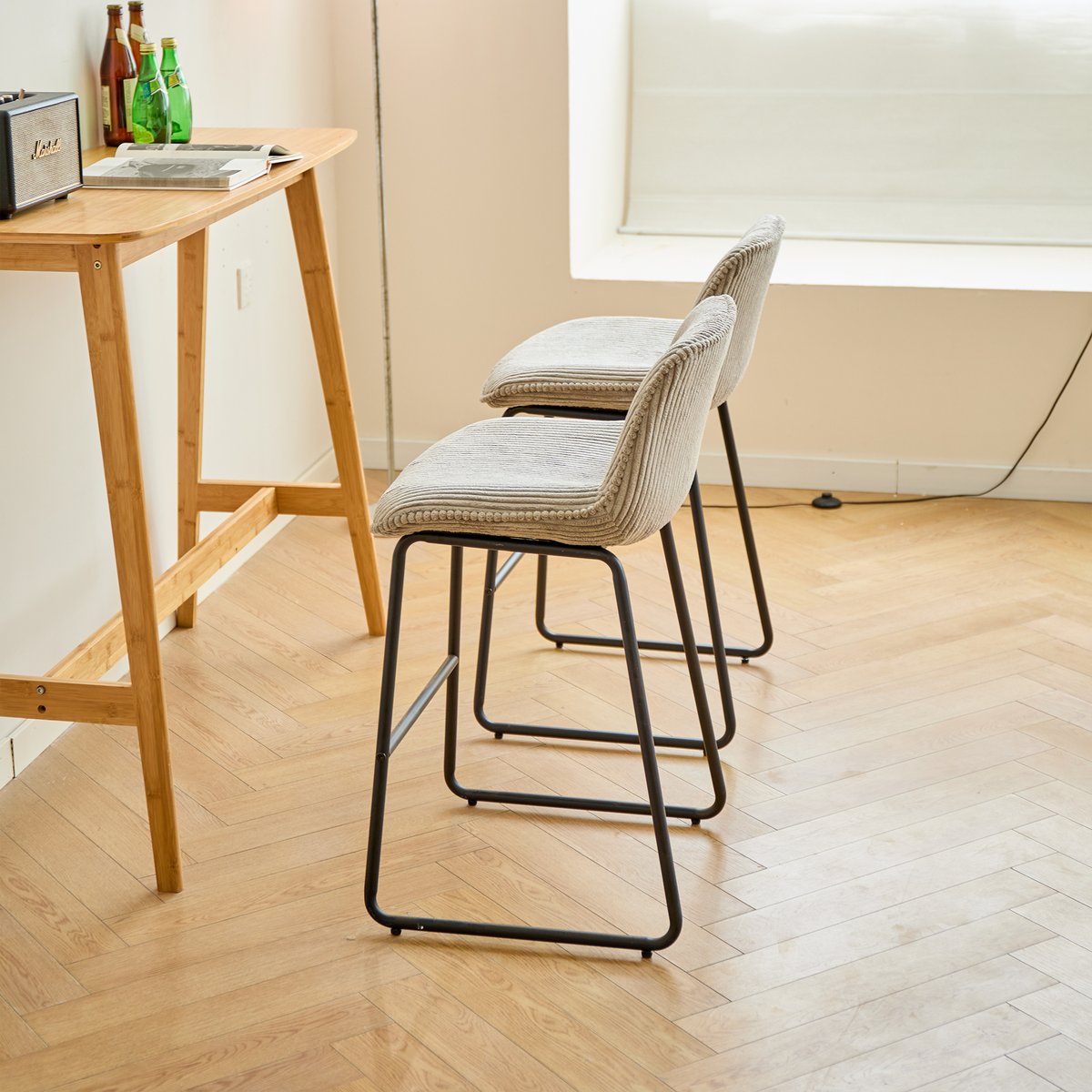 Lot de 2 tabourets de bar en métal CORIA gris, NORDLYS