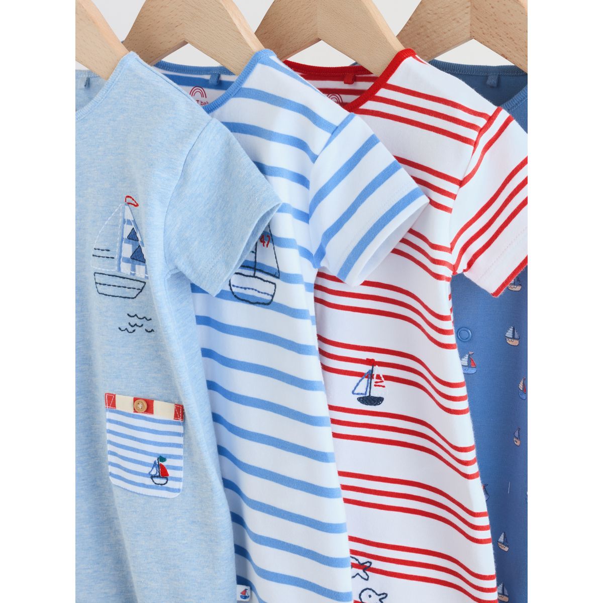 Barboteuses en jersey, lot de 4 bleu nautique, NEXT