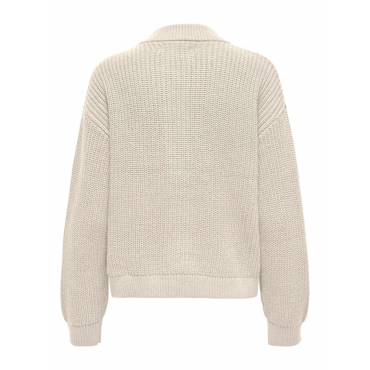 Pull col montant avec boutons dorés ecru, ONLY