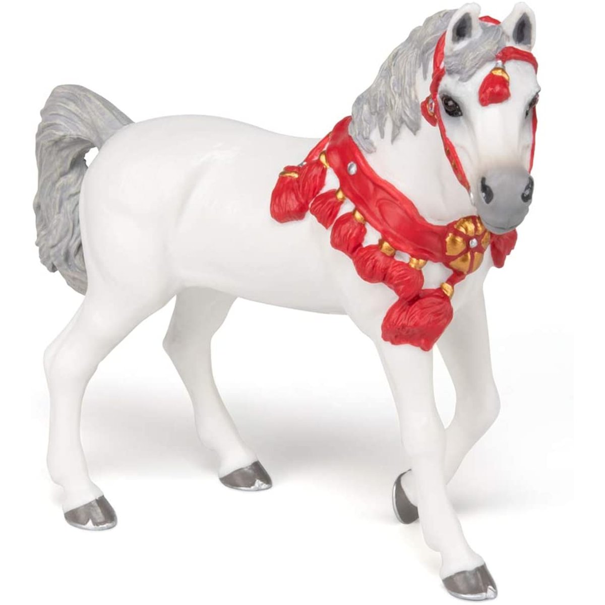 Figurine Cheval arabe Blanc en tenue de parade blanc, PAPO