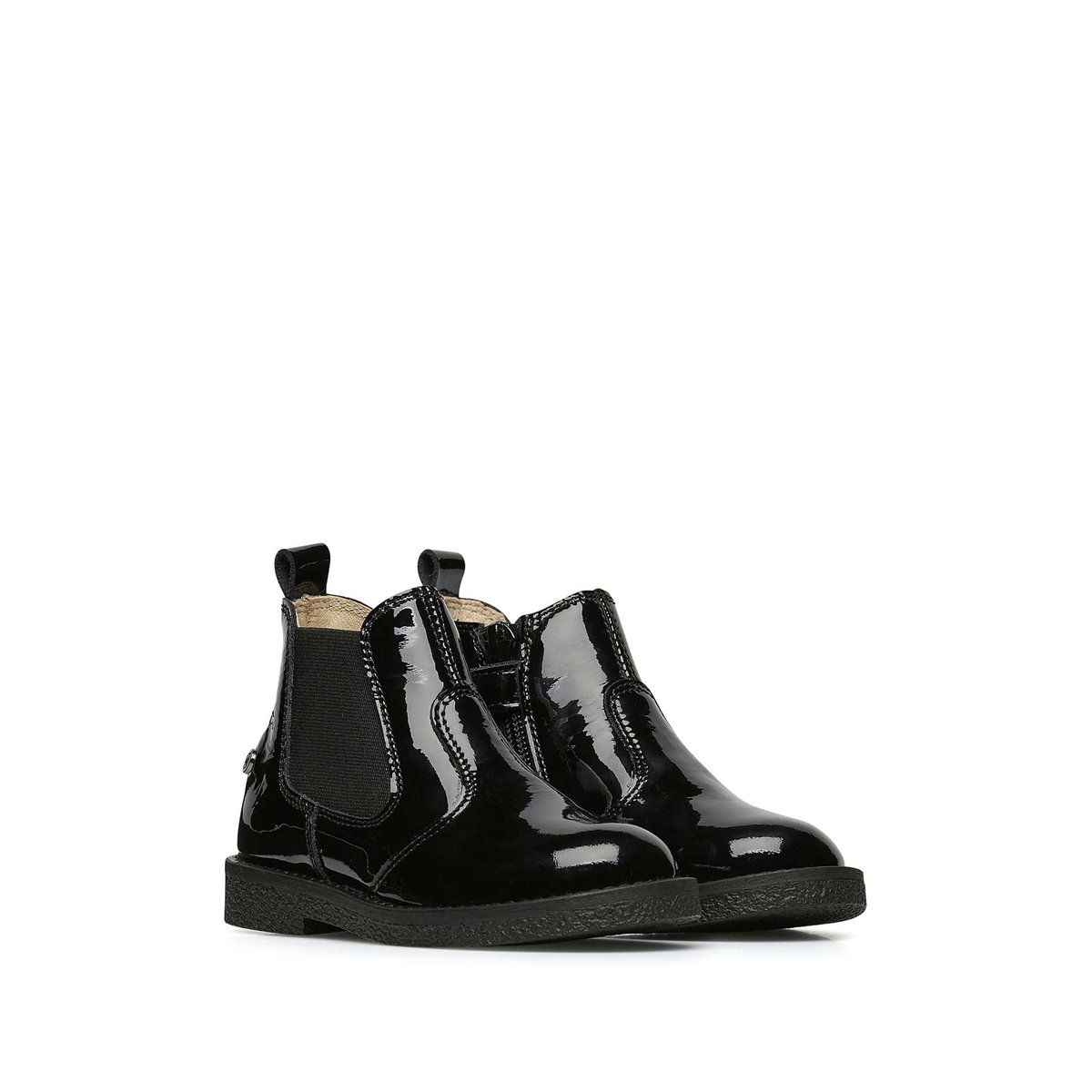 Botts en cuir verni avec glissière ARTHUR noir, NATURINO