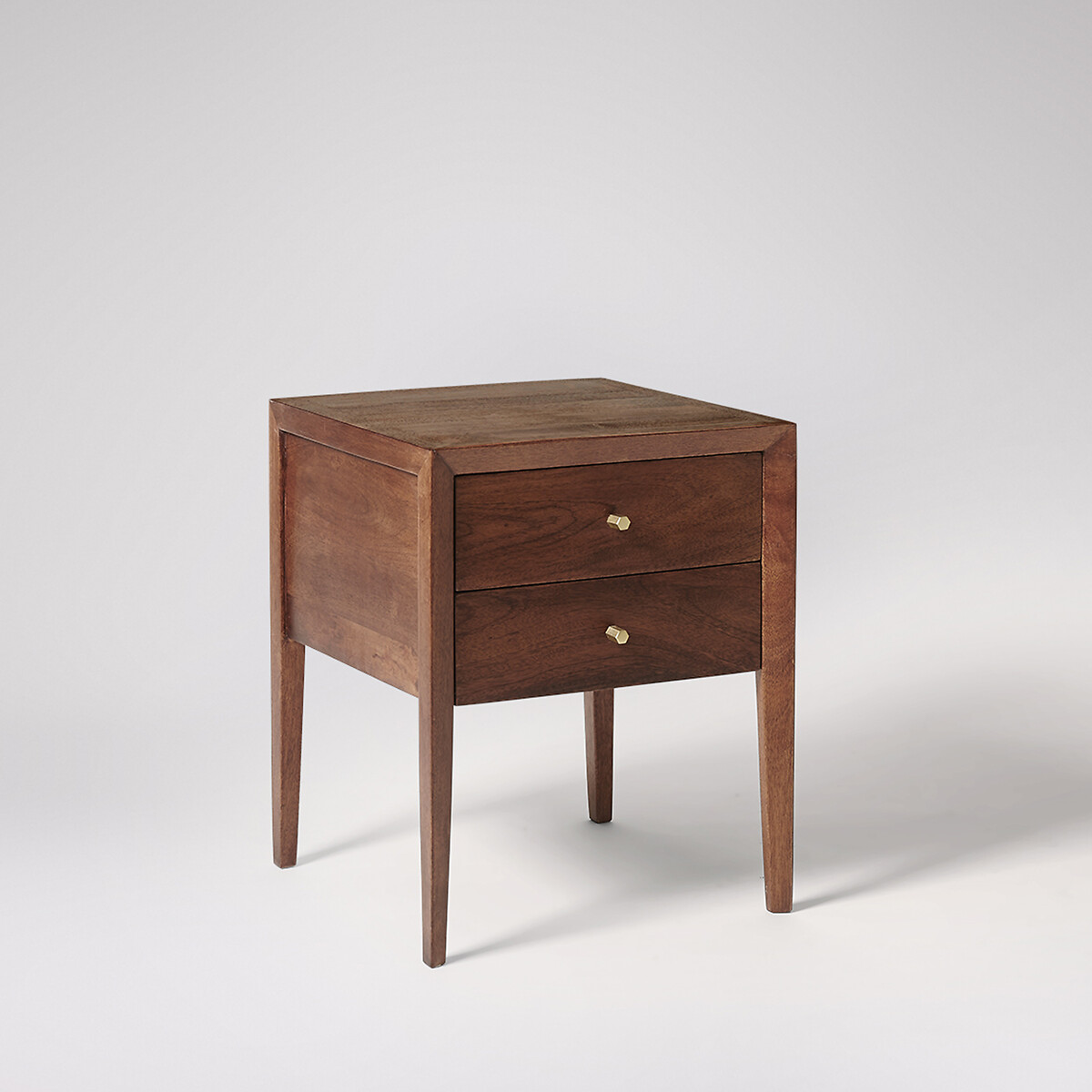 Valente Mango Wood 2 Drawer Bedside Table dark brown, SWOON