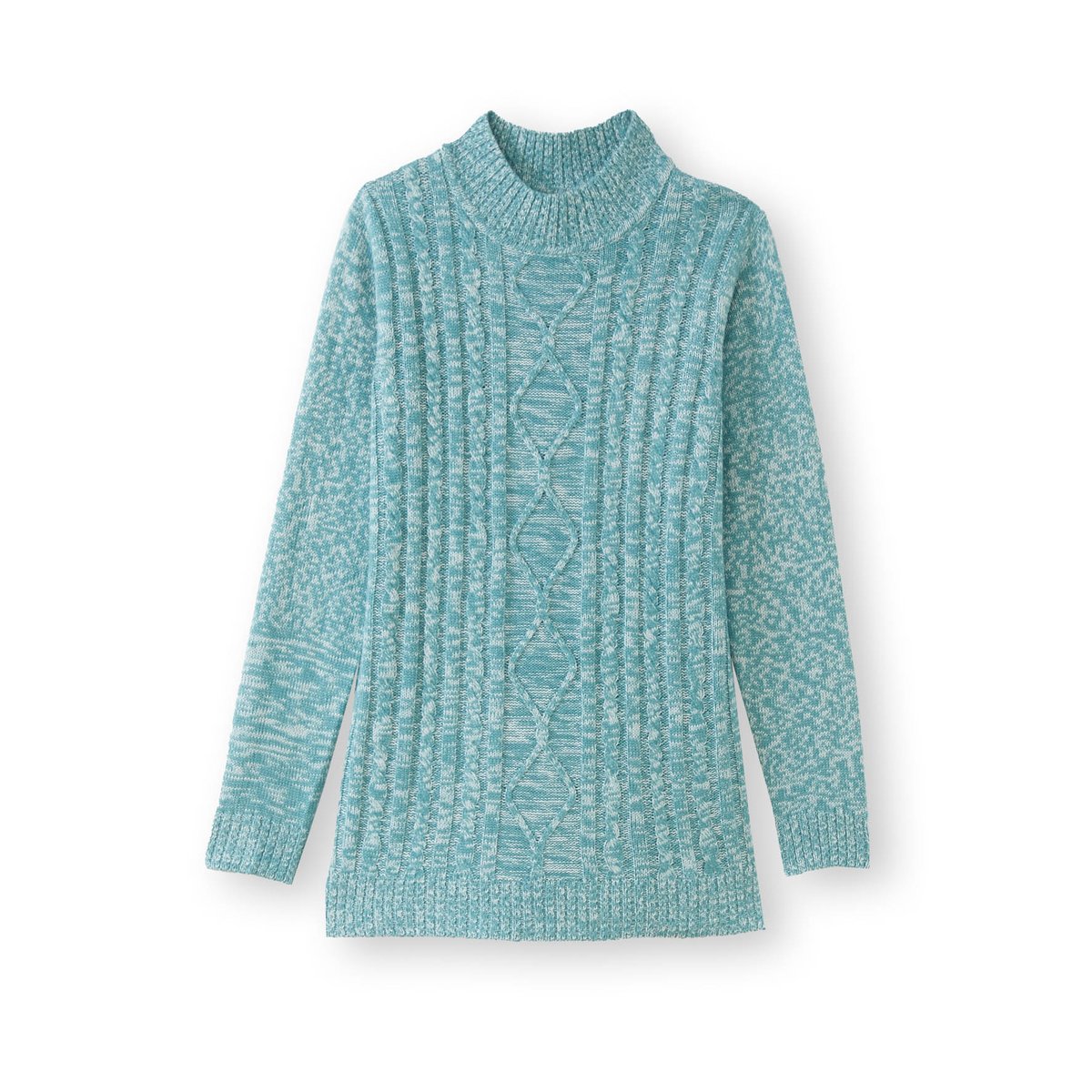 Pull col montant maille torsadée chiné vert, DAXON