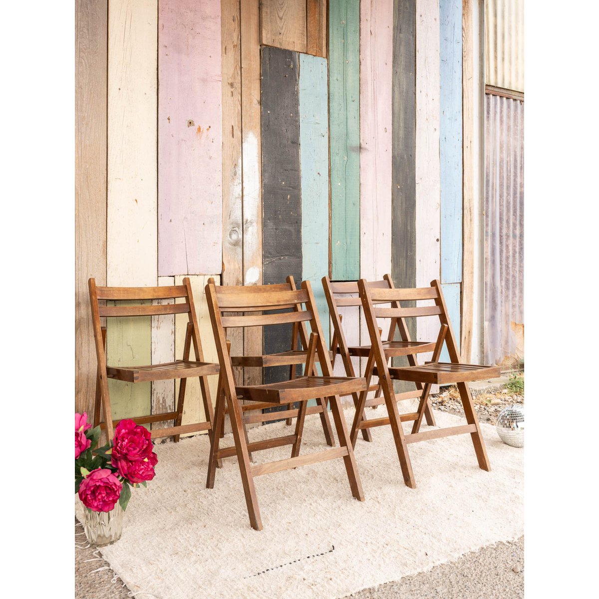 Lot de 5 chaises en bois Claude N°1412 - Bon état bois foncé, DEBONGOUT