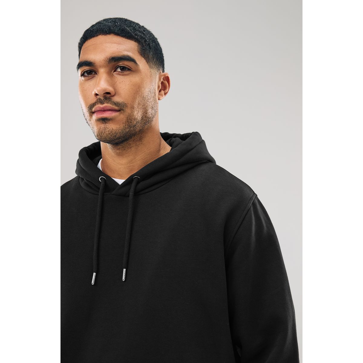 Sweat à capuche épais en jersey/coton mélangé noir, NEXT
