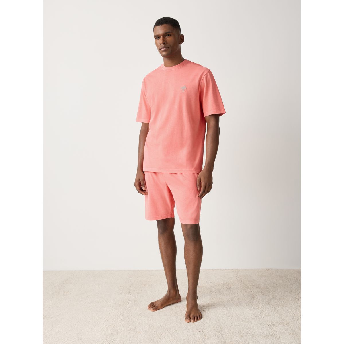 Pyjama en jersey délavé, lot de 2 vert/rose, NEXT