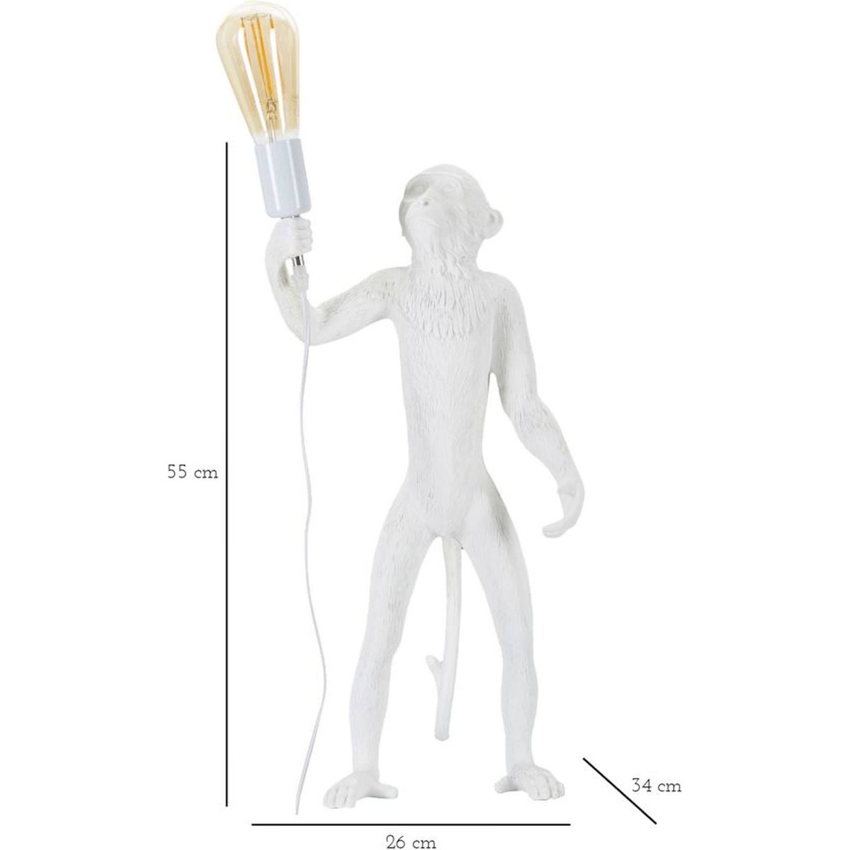Lampe à poser singe sculptural GLAM blanc, RECOLLECTION