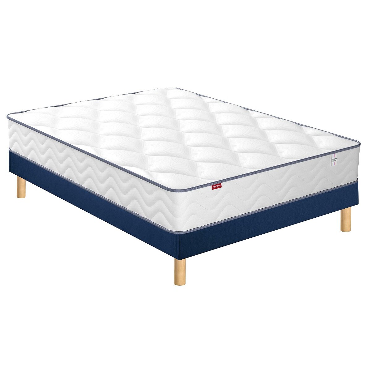 Ensemble matelas roulé et sommier kit, Sweety blanc/bleu nuit, MERINOS