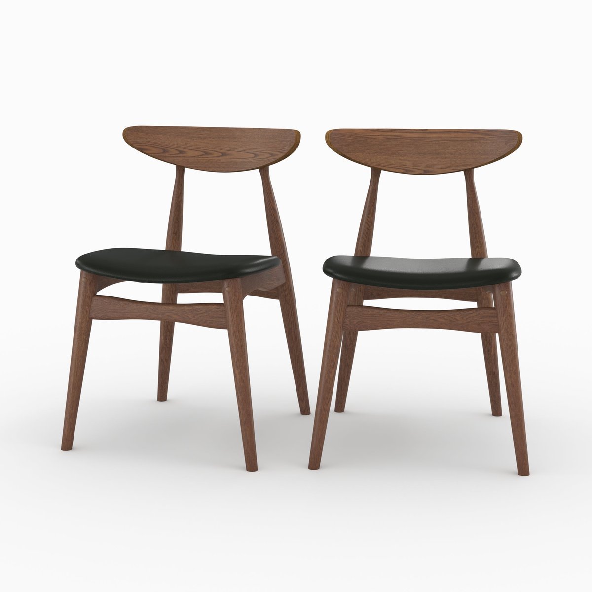 Lot de 2 chaises en cuir synthétique d'hévéa - JOSETTE noir, MAISON PAVANE