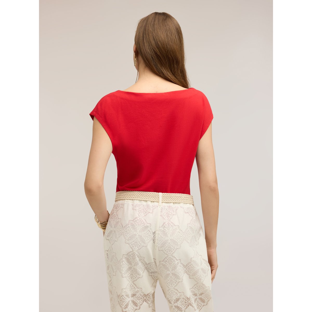 Top avec drapé latéral rouge, MOTIVI