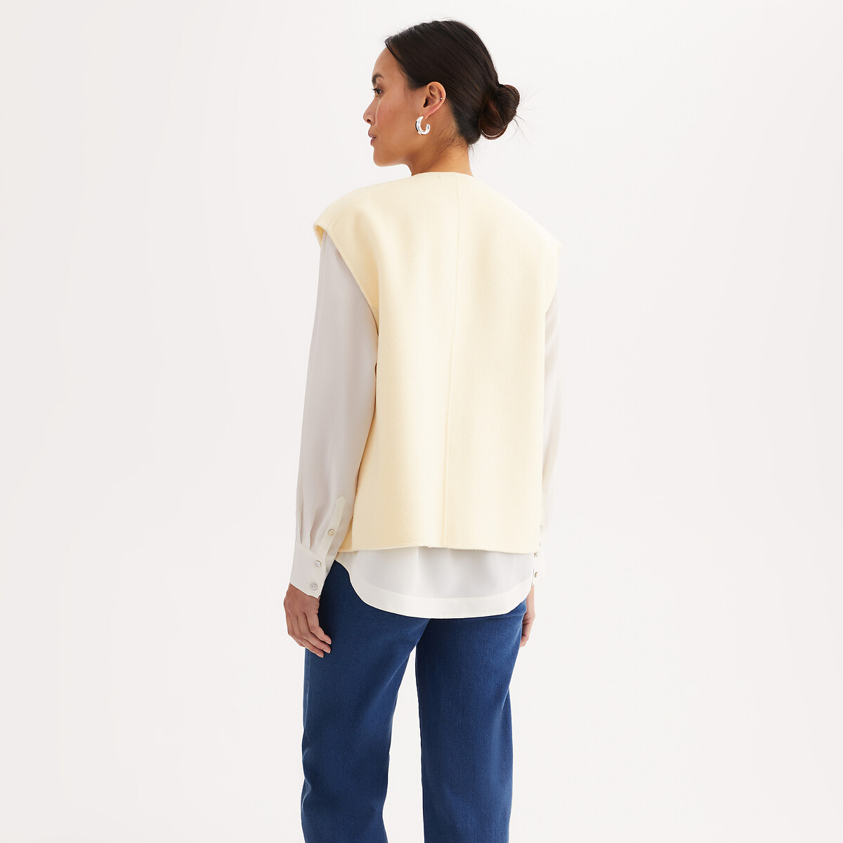 Veste sans manches, en drap de laine, coupe oversize jaune, ANNE WEYBURN